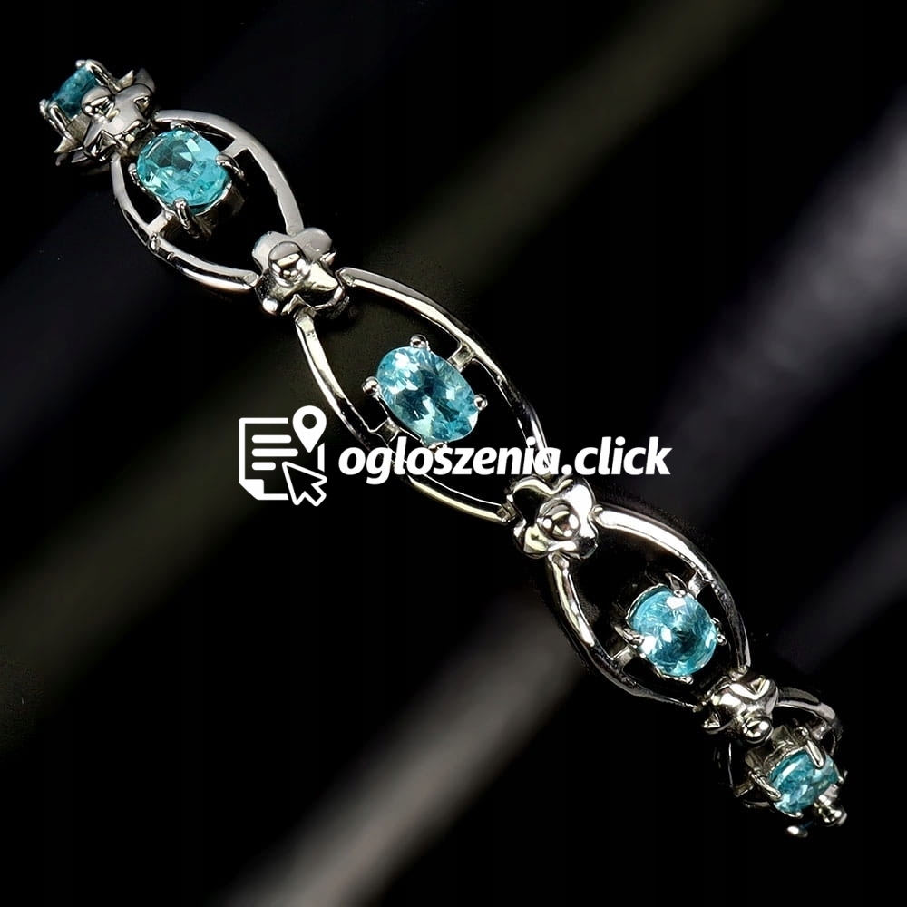 Zdjęcie produktu 925 Bransoletka elegancka srebrna naturalne apatyty neon blue