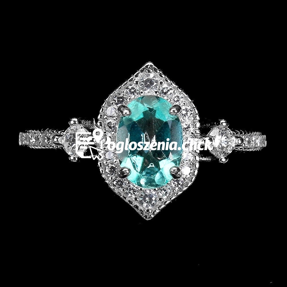 Zdjęcie produktu 925 Delikatny pierscionek paraiba blue topaz cyrkonie r 15