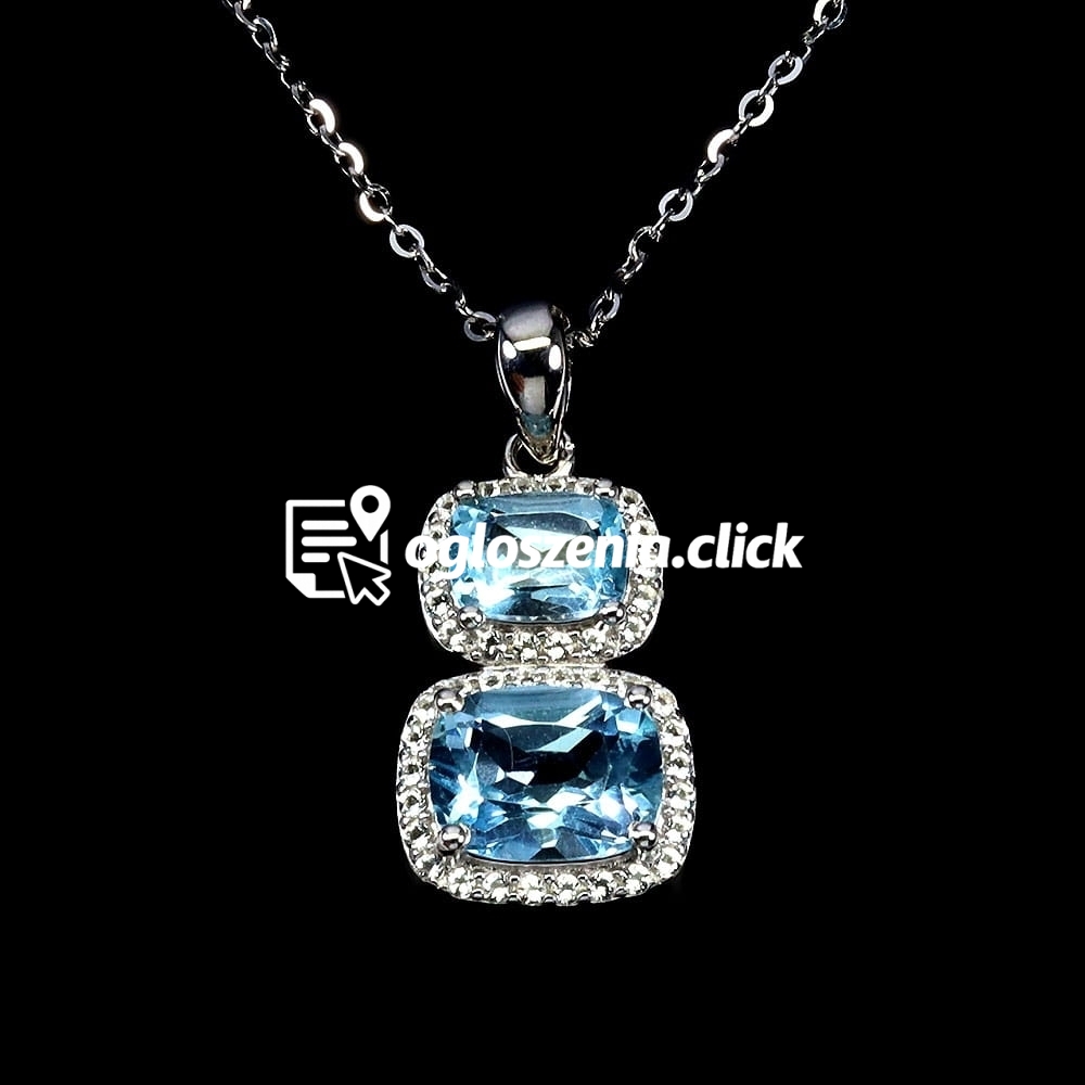 Zdjęcie produktu 925 Naszyjnik zjawiskowy delikatny naturalne Sky Blue topazy biale topazy