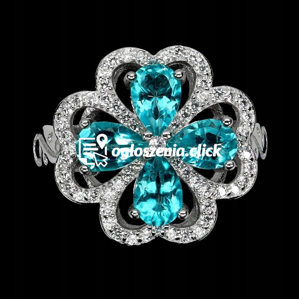 Zdjęcie produktu 925 Piekny pierscionek paraiba blue topazy cyrkonie r 14