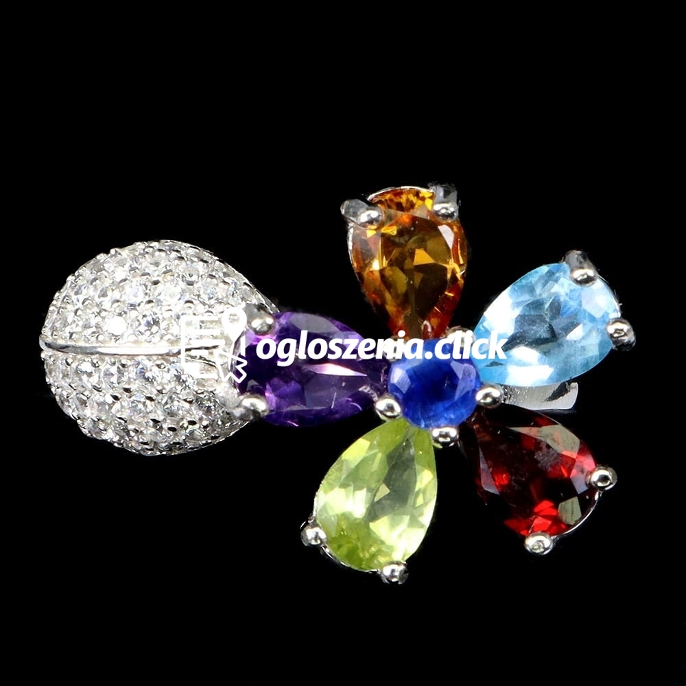 Zdjęcie produktu 925 Pierscionek cytryn ametyst topaz oliwin granat kianit kwiat r 12