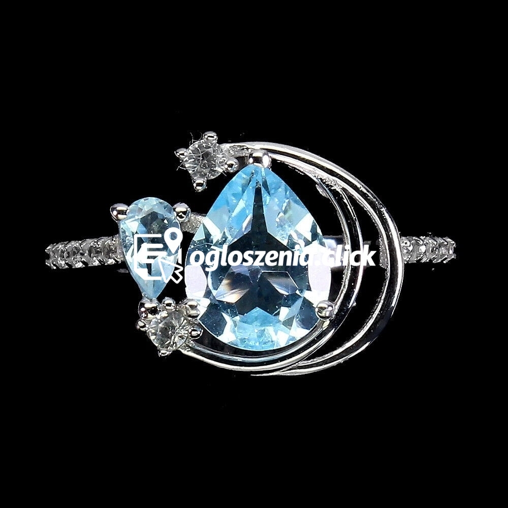 Zdjęcie produktu 925 Pierscionek delikatny sky blue topazy naturalne r 15