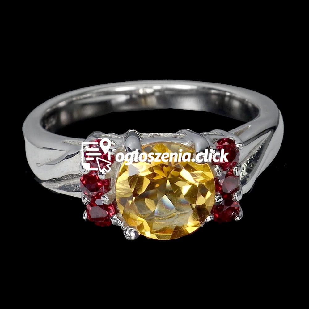 Zdjęcie produktu 925 Pierscionek naturalne granaty rodolity cytryn r 17