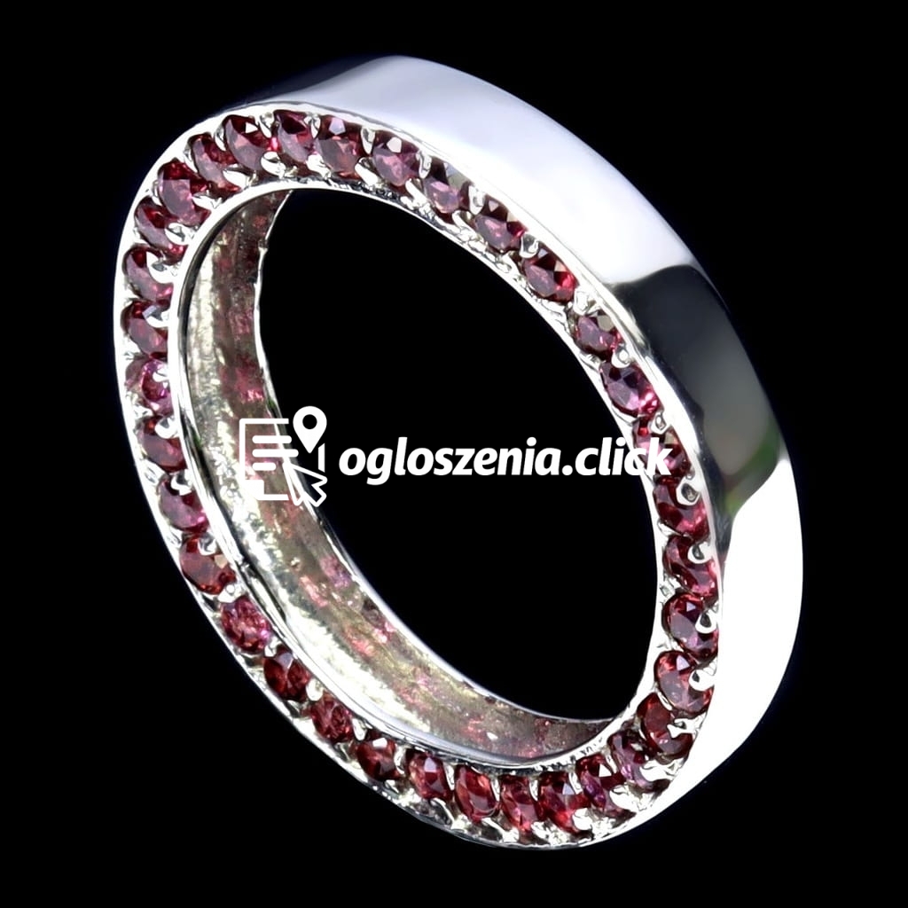 Zdjęcie produktu 925 Pierscionek obraczka srebrna r 13 naturalne granaty rodolity