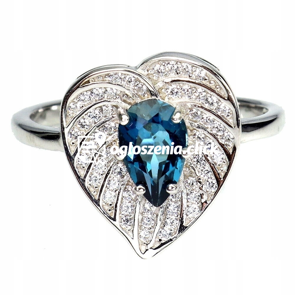 Zdjęcie produktu 925 Srebrny pierscionek r 14 topaz London Blue