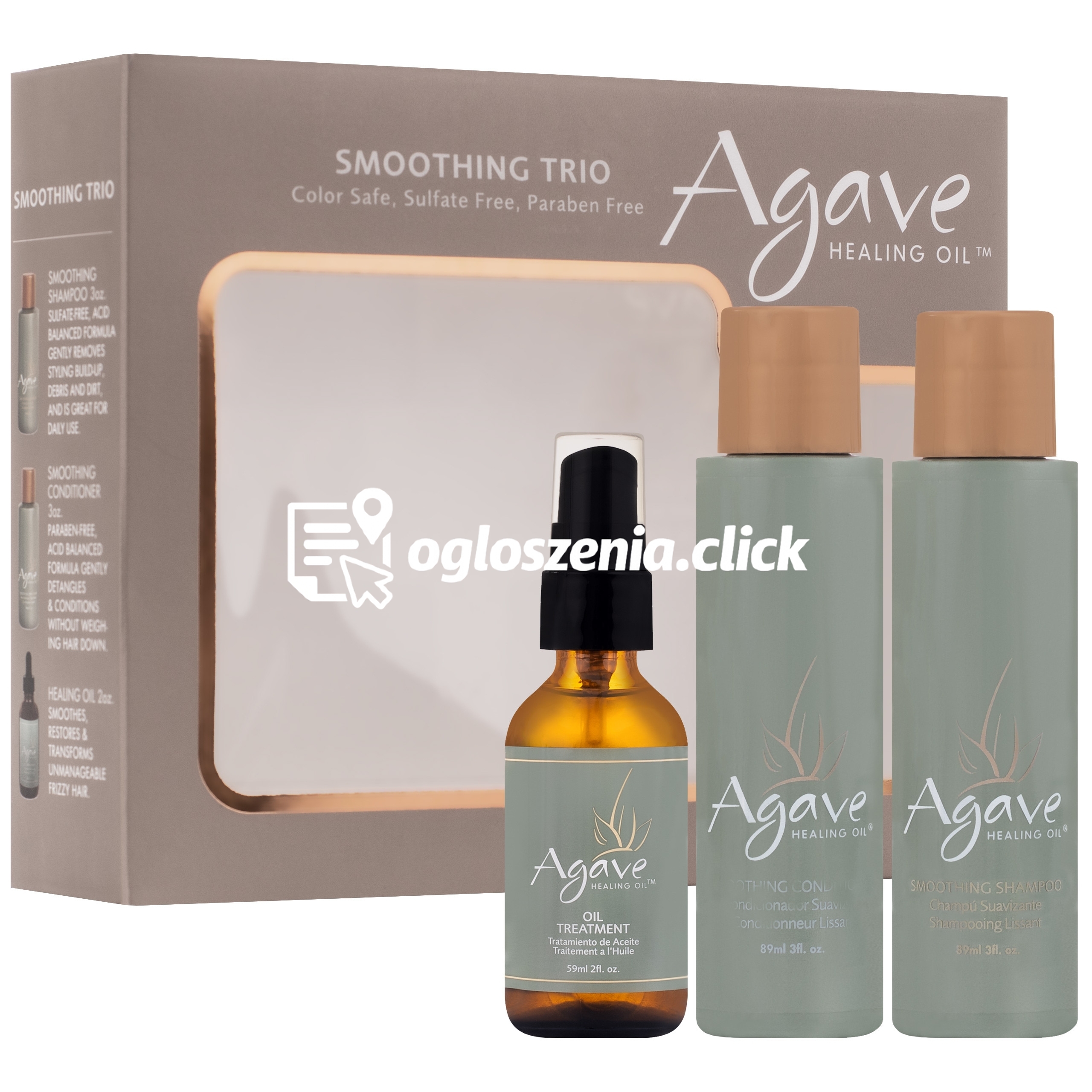 Zdjęcie produktu Agave Smoothing TRIO - zestaw wygladzajacy wlosy po zabiegach chemicznych, 2x89ml i 59ml