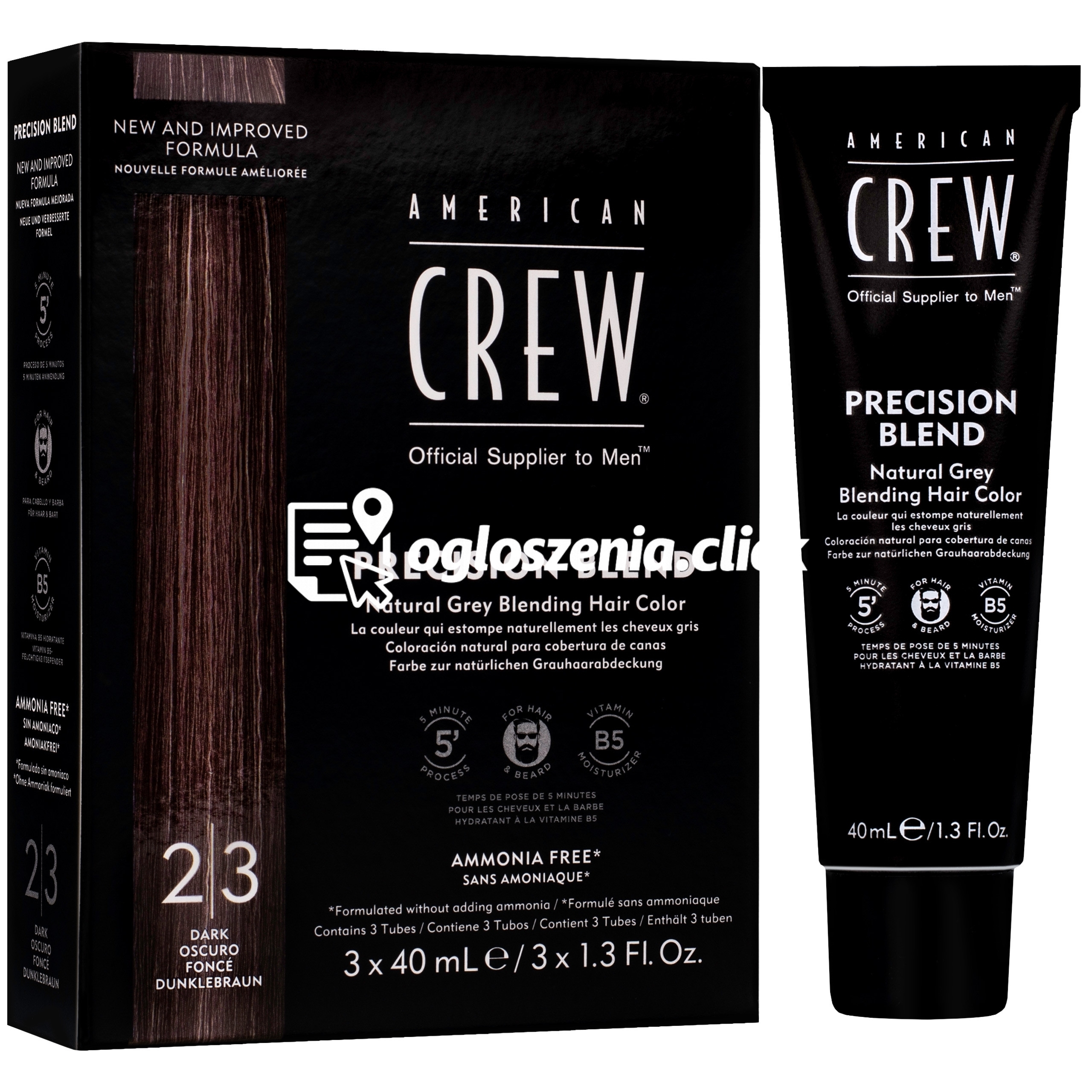 Zdjęcie produktu American Crew Precision Blend - odsiwiacz dla mezczyzn 3x40ml Dark - ciemny