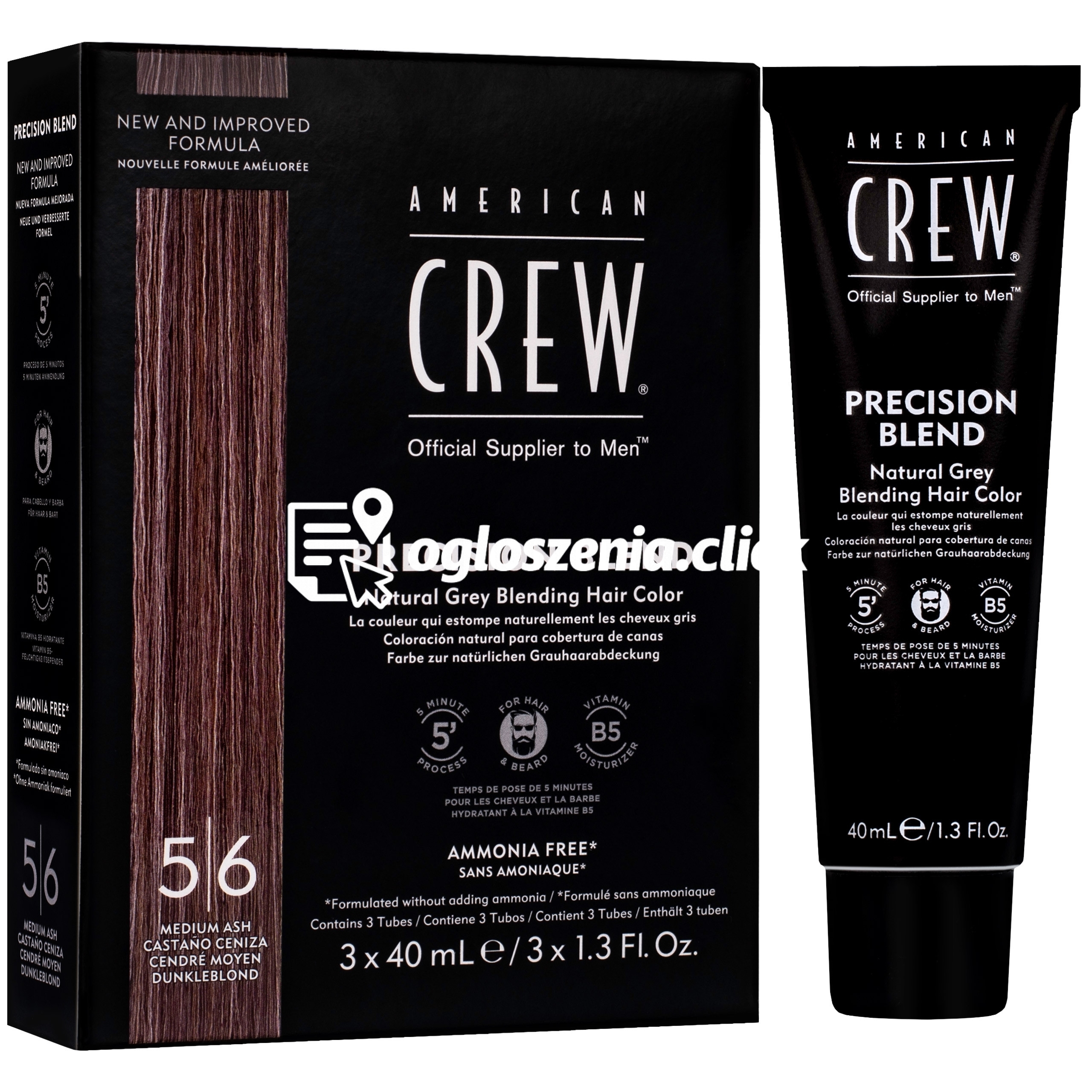 Zdjęcie produktu American Crew Precision Blend - odsiwiacz dla mezczyzn 3x40ml Medium ASH - sredni popielaty