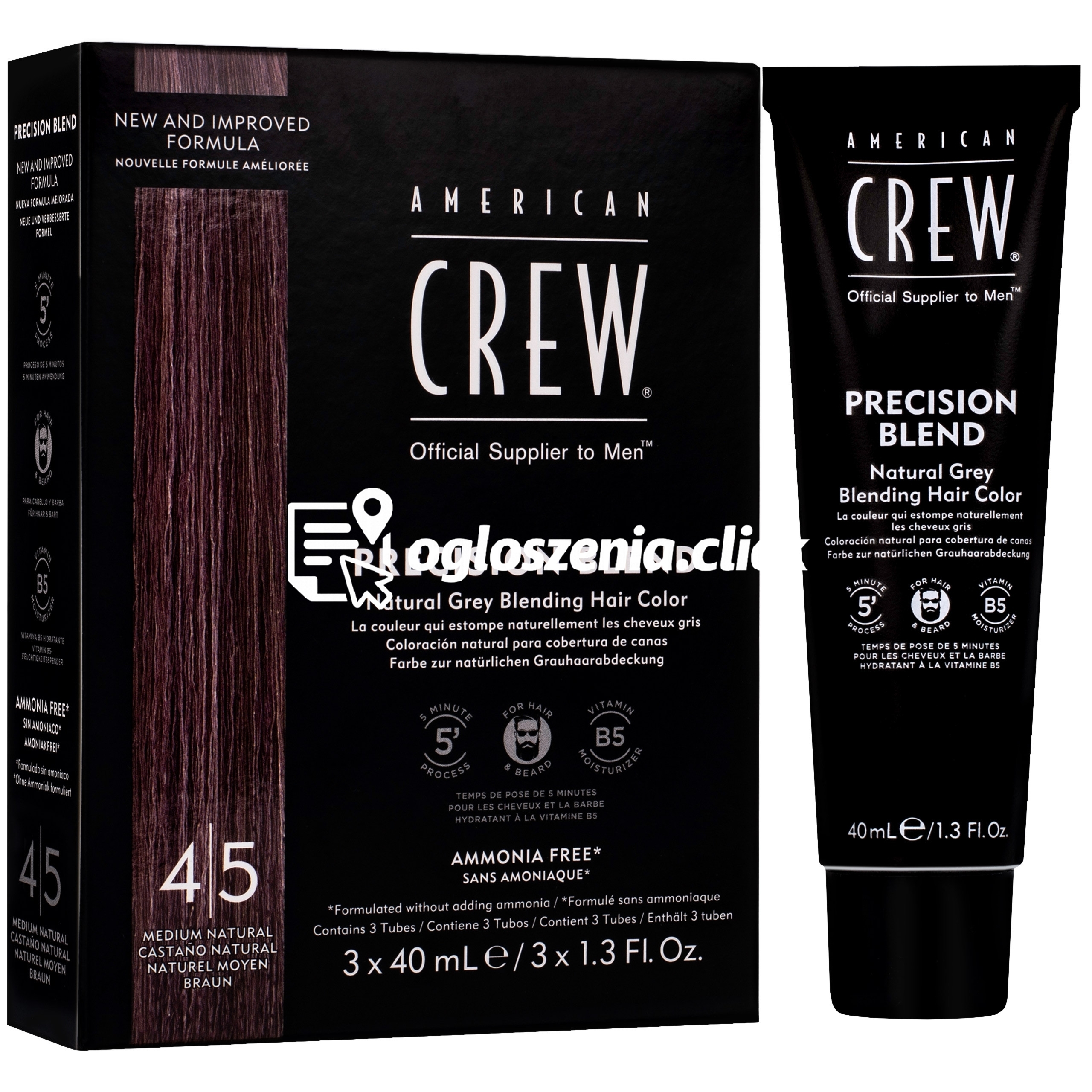 Zdjęcie produktu American Crew Precision Blend - odsiwiacz dla mezczyzn 3x40ml Medium Natural - sredni naturalny