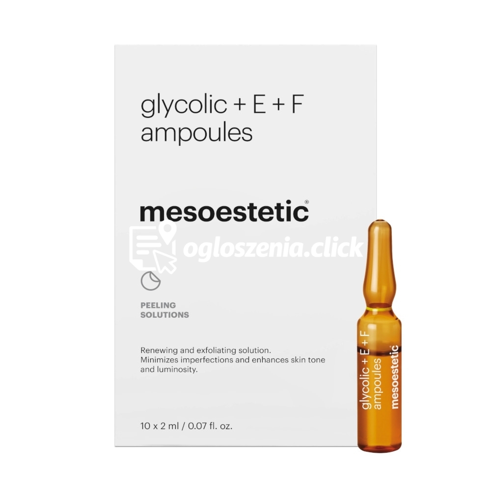 Zdjęcie produktu Ampulki z kwasem glikolowym i witaminami E i F Mesoestetic Glycolic + E + F Ampoules (10 x 2 ml)