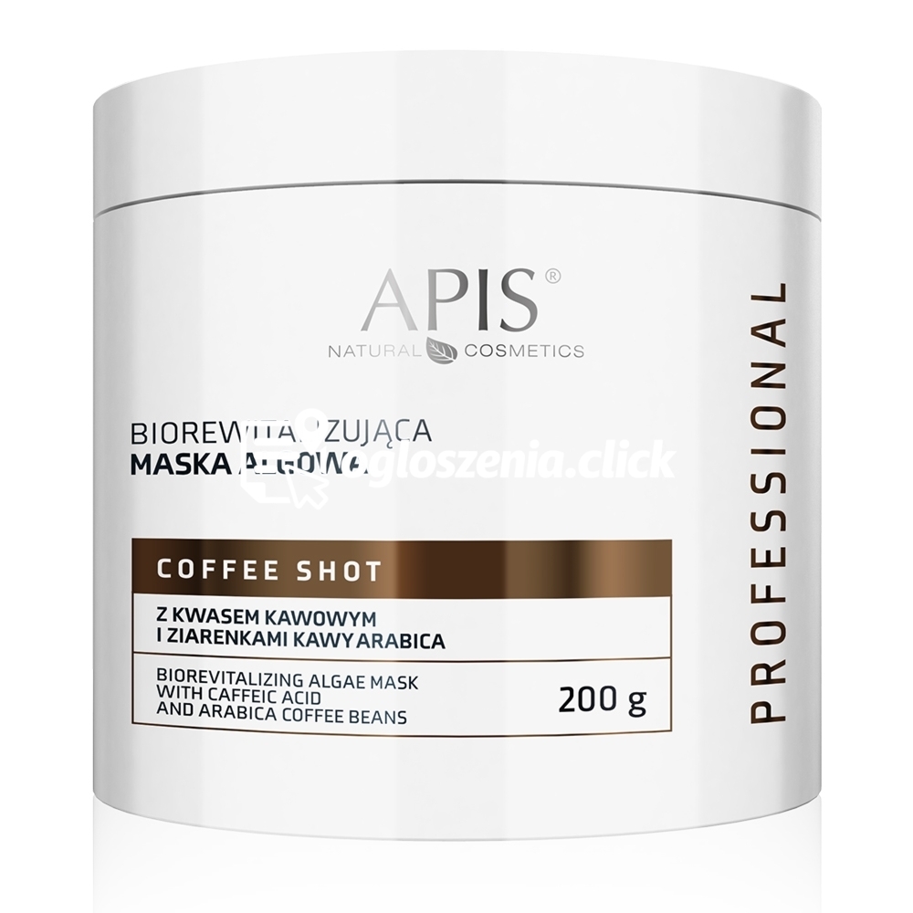 Zdjęcie produktu Biorewitalizujaca maska algowa z kwasem kawowym i ziarenkami kawy Arabica - Apis Coffee Shot - 200 g
