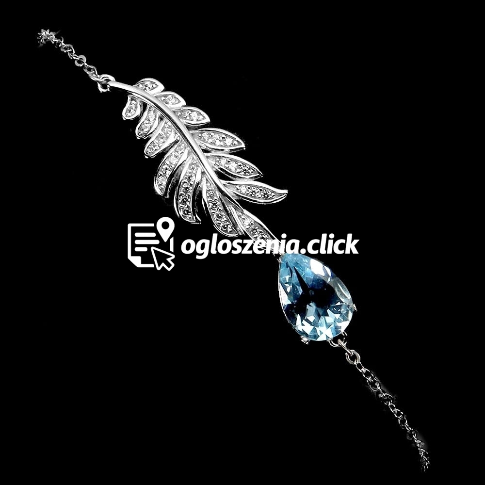 Zdjęcie produktu Bransoletka delikatna 925 naturalny topaz sky blue cyrkonie