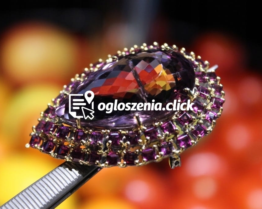 Zdjęcie produktu Broszka srebrna zjawiskowa naturalny 92ct ametryn granaty rodolity 925