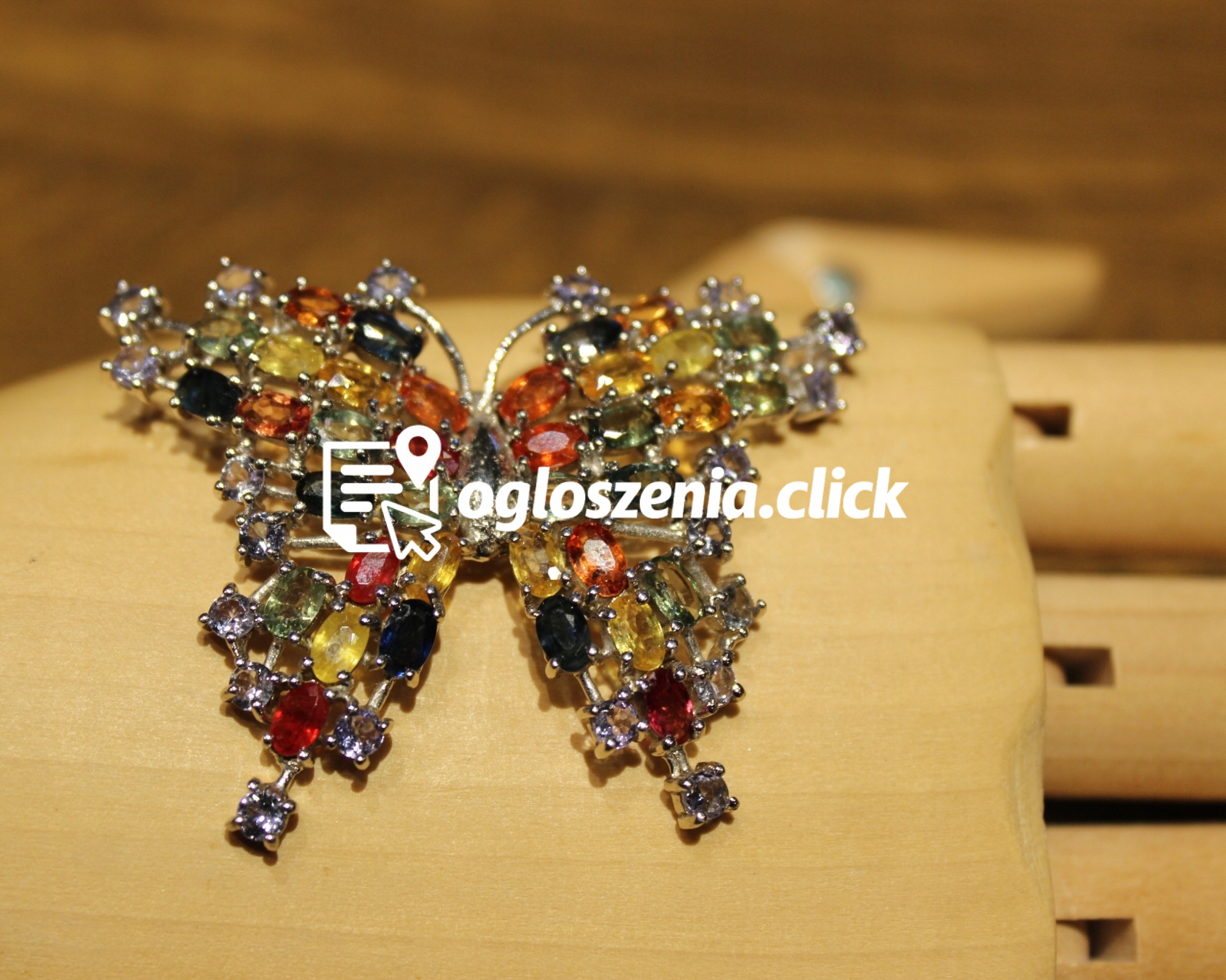 Zdjęcie produktu Broszka szafiry srebrna 925 piekna motyl tanzanity