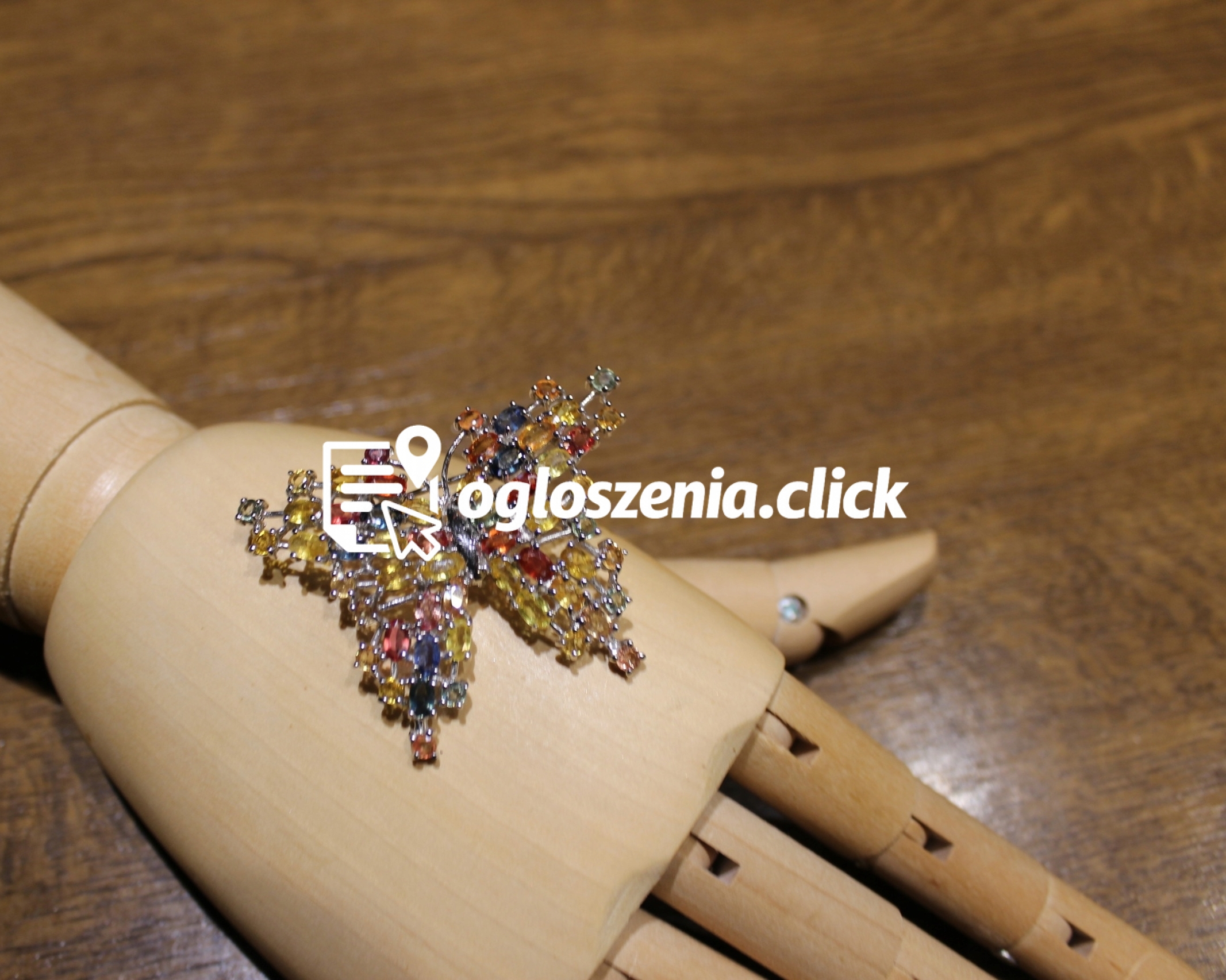 Zdjęcie produktu Broszka szafiry srebrna 925 piekna motyl