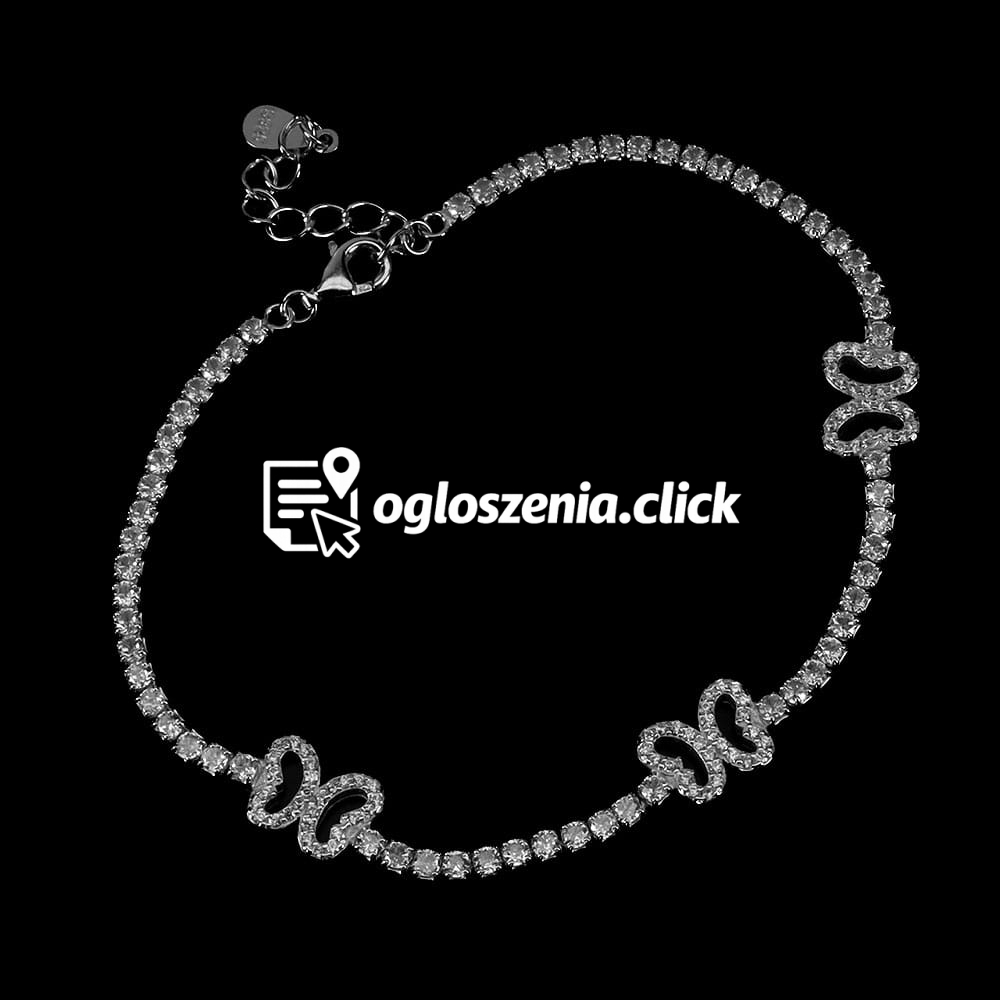 Zdjęcie produktu Delikatna 925 piekna bransoletka srebrna cyrkonie AAA motyl