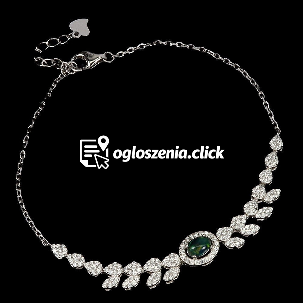 Zdjęcie produktu Delikatna bransoletka srebrna 925 naturalny czarny opal cyrkonie