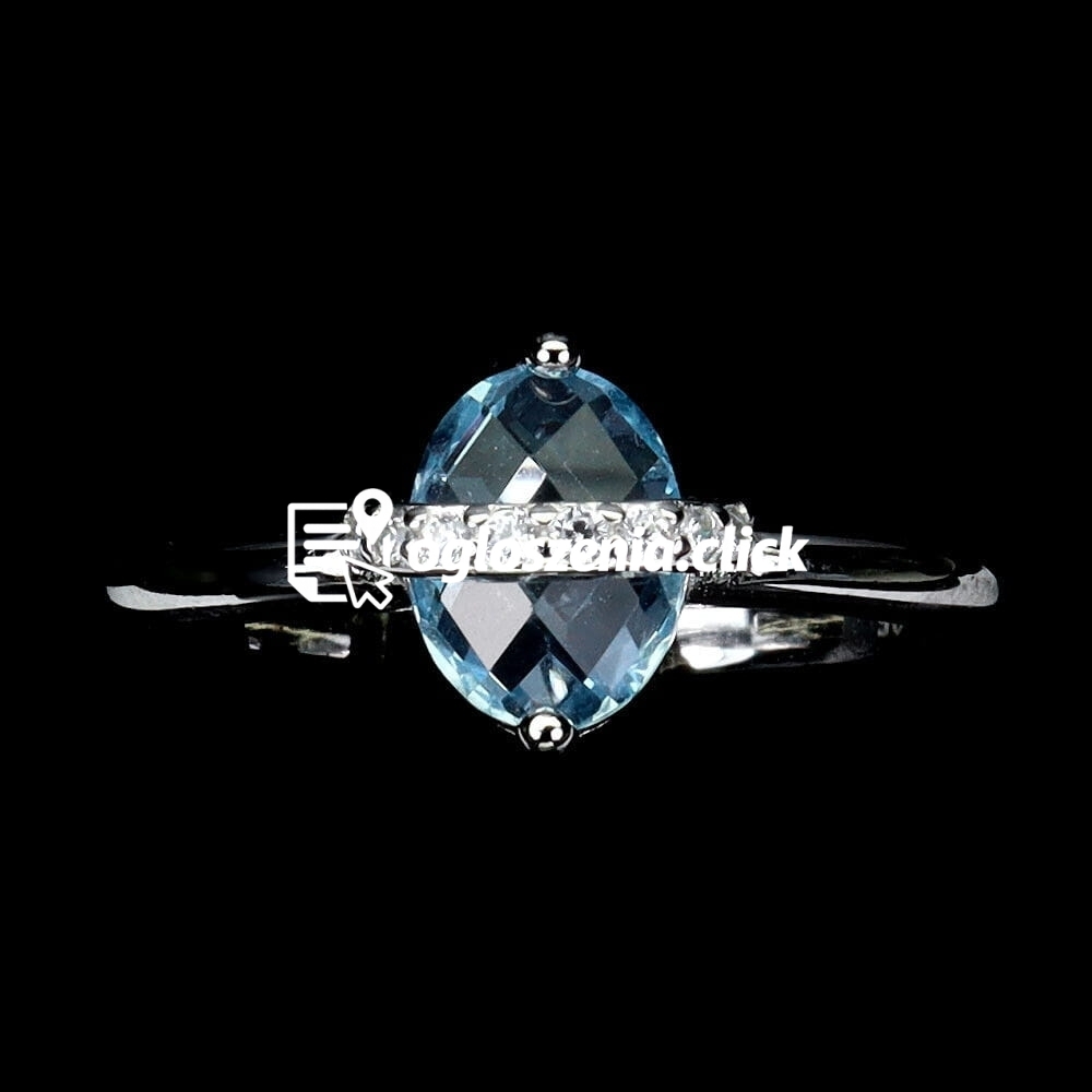 Zdjęcie produktu Delikatny pierscionek r 16 srebrny naturalny Sky Blue Topaz cyrkonie