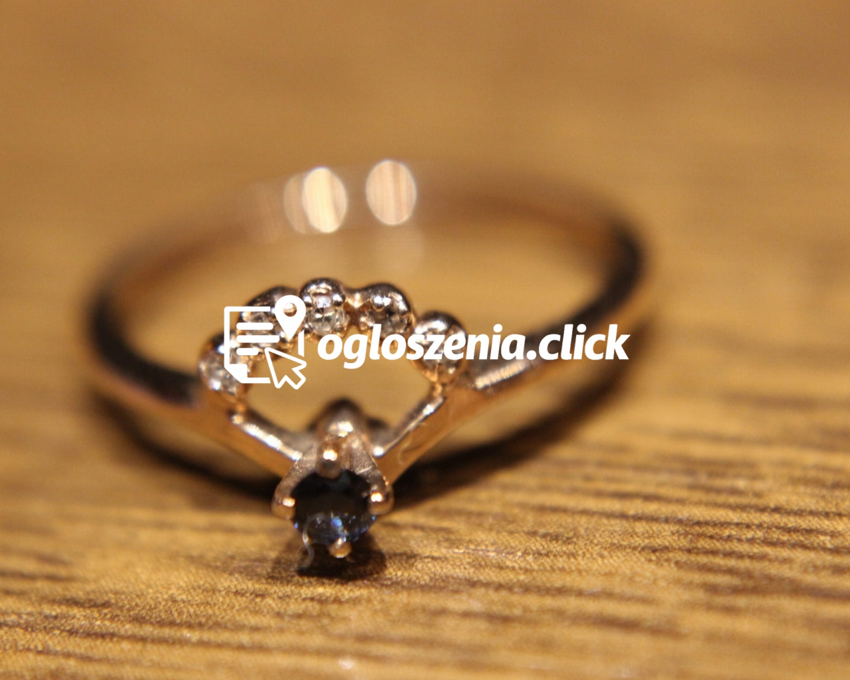 Zdjęcie produktu Delikatny pierscionek zloty 12k naturalny szafir diamenty