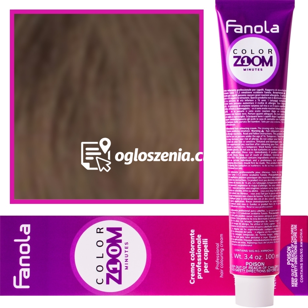 Zdjęcie produktu Fanola Color Zoom - krem do farbowania wlosów cala paleta, 100 ml 6.0 Ciemny blond