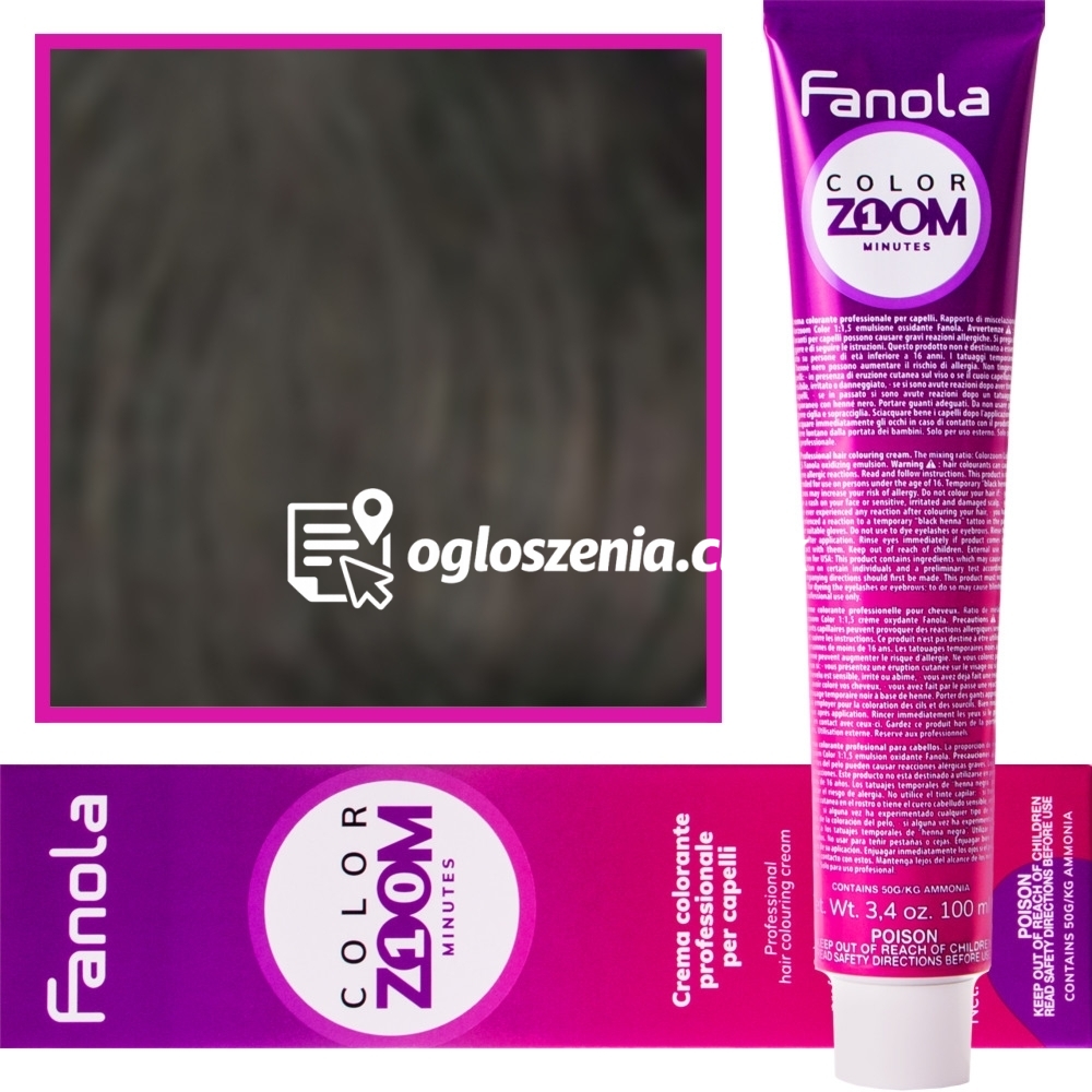 Zdjęcie produktu Fanola Color Zoom - krem do farbowania wlosów cala paleta, 100 ml 3.0 Ciemny kasztan
