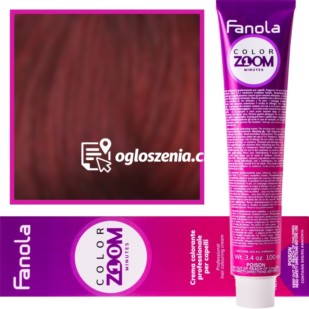 Zdjęcie produktu Fanola Color Zoom - krem do farbowania wlosów cala paleta, 100 ml 6.6 Ciemny czerwony blond