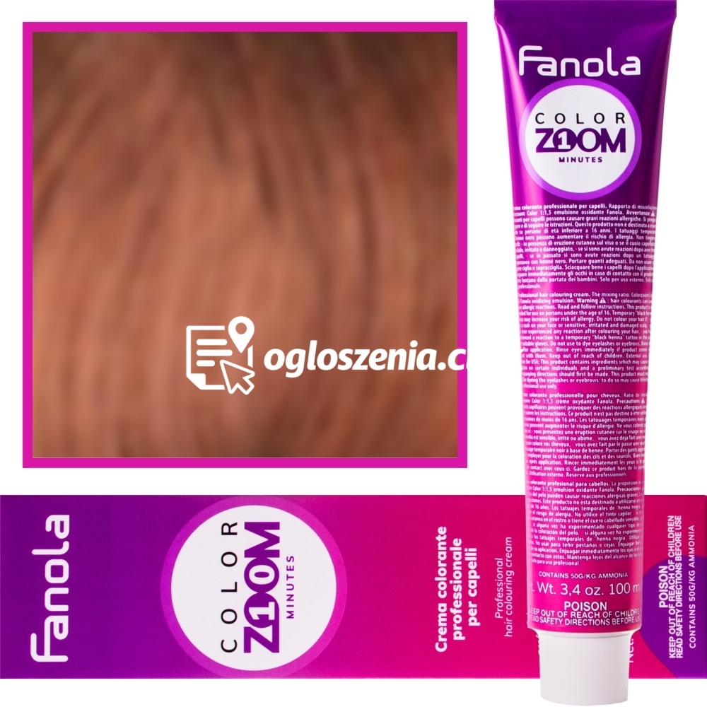 Zdjęcie produktu Fanola Color Zoom - krem do farbowania wlosów cala paleta, 100 ml 7.4 Miedziany blond