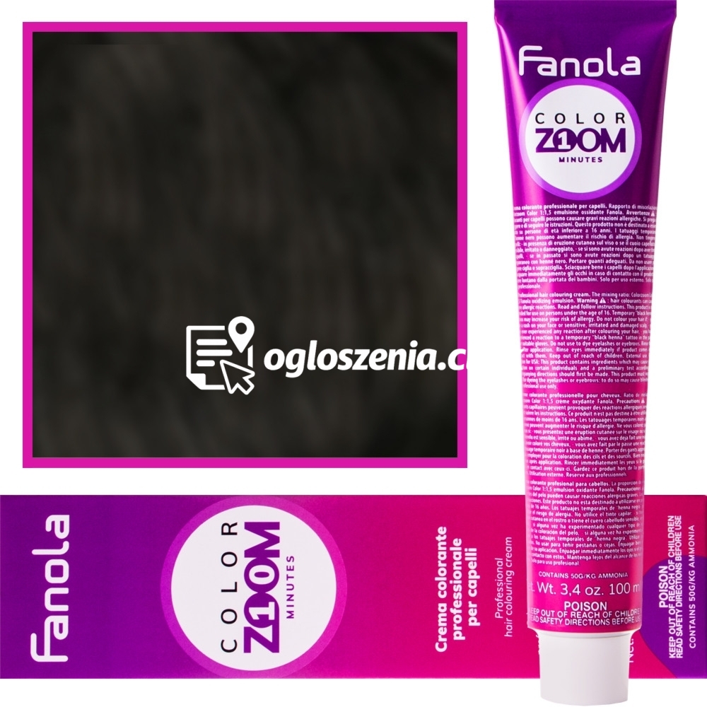 Zdjęcie produktu Fanola Color Zoom - krem do farbowania wlosów cala paleta, 100 ml 4.71 Zimny brazowy kasztan