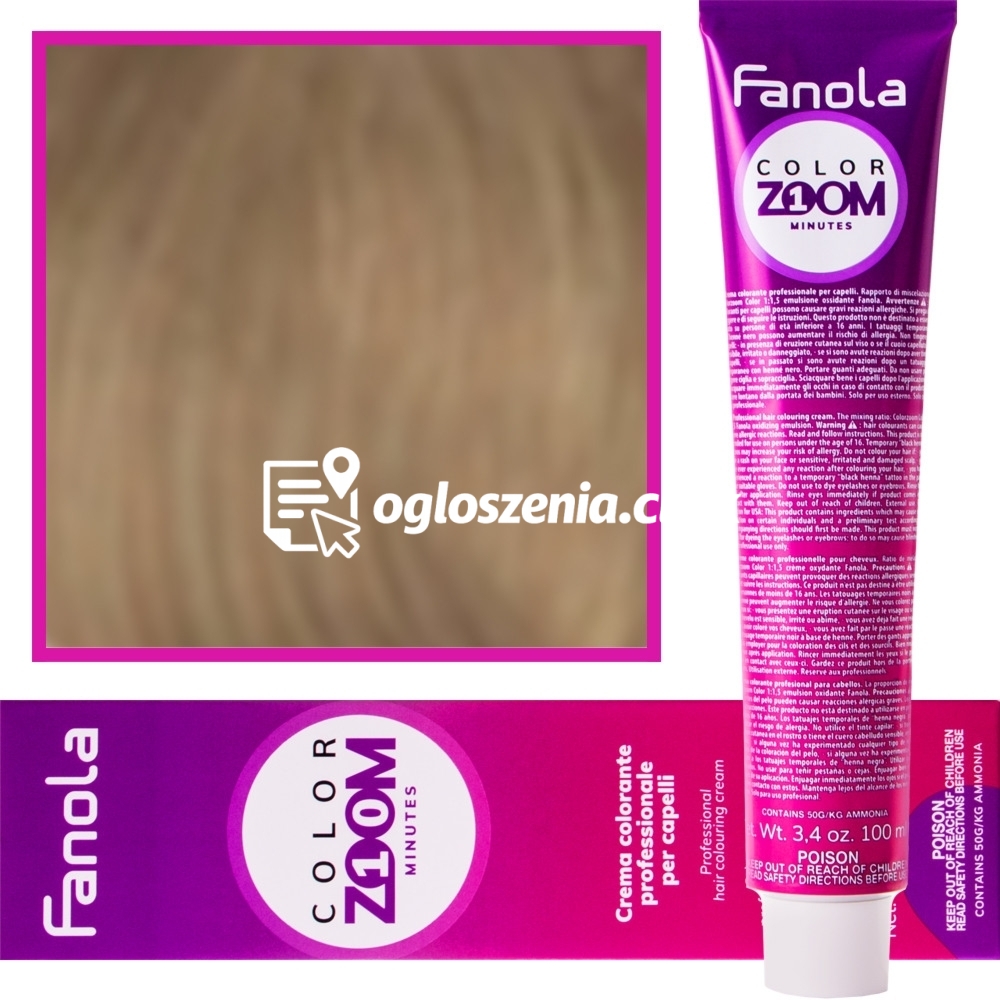 Zdjęcie produktu Fanola Color Zoom - krem do farbowania wlosów cala paleta, 100 ml 8.0 Jasny blond