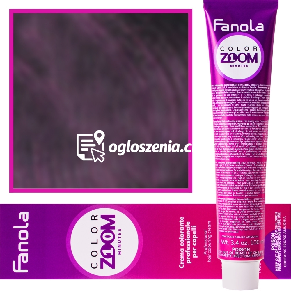 Zdjęcie produktu Fanola Color Zoom - krem do farbowania wlosów cala paleta, 100 ml 5.2 Jasny kasztanowy fiolet