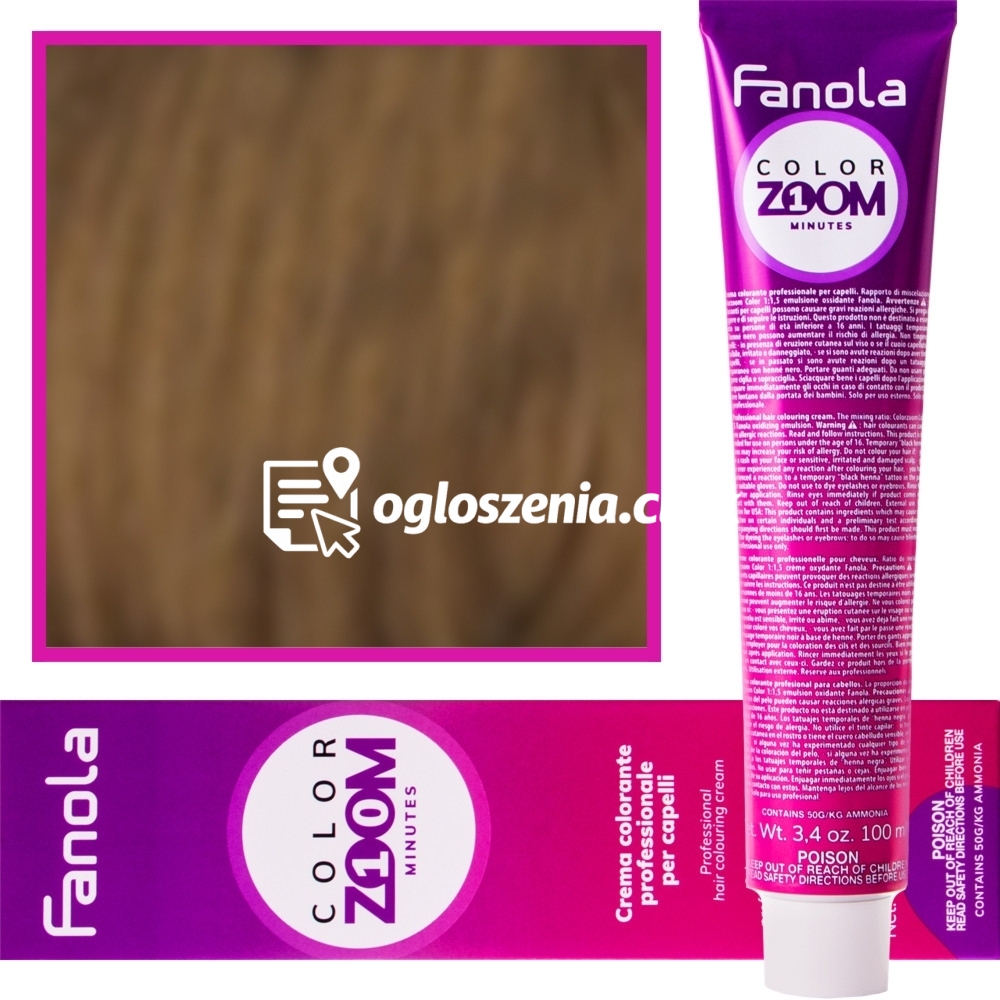 Zdjęcie produktu Fanola Color Zoom - krem do farbowania wlosów cala paleta, 100 ml 8.3 Jasny zloty blond