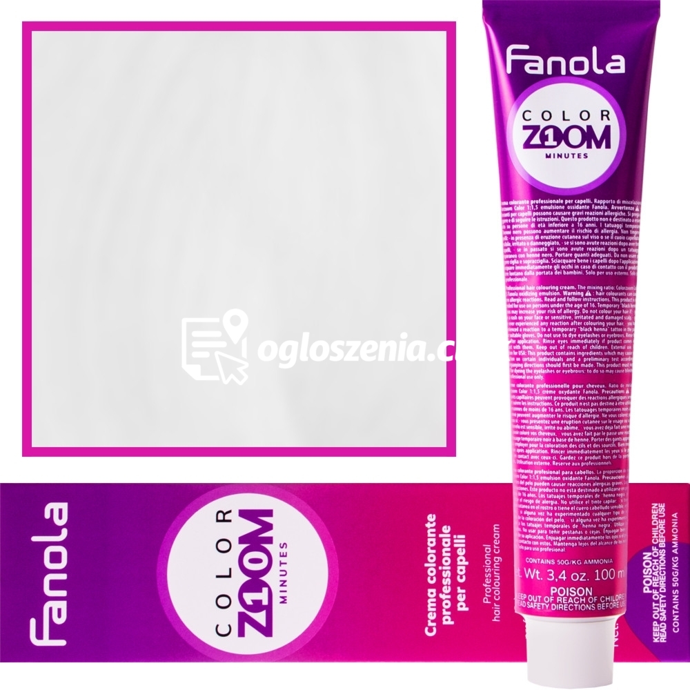 Zdjęcie produktu Fanola Color Zoom - krem do farbowania wlosów cala paleta, 100 ml Clear