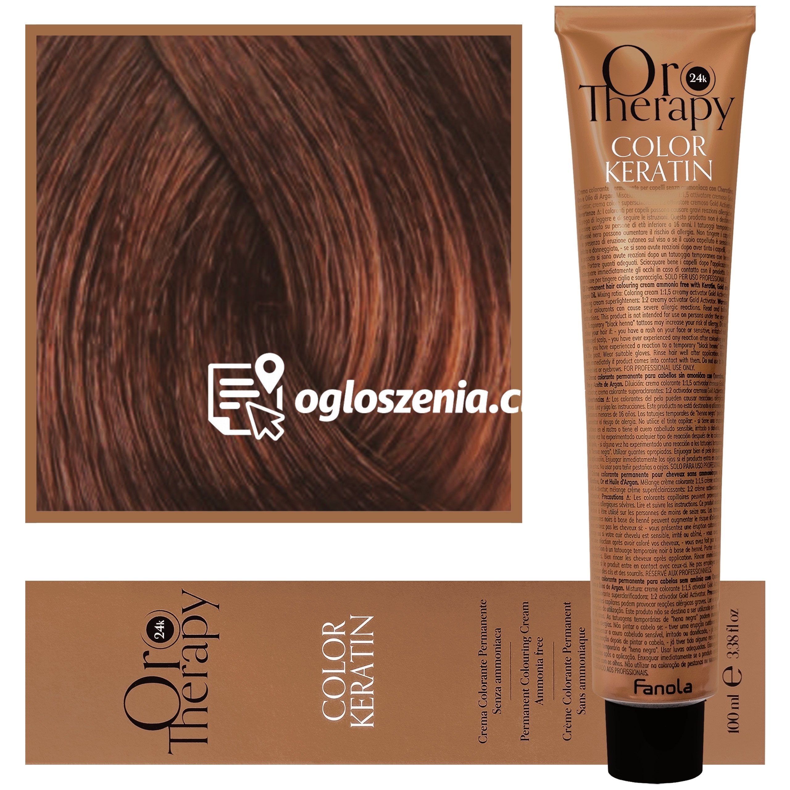 Zdjęcie produktu Fanola Oro Therapy - farba do wlosów bez amoniaku, pelna paleta kolorów 6,34 | Ciemny Zloty Miedziany Blond