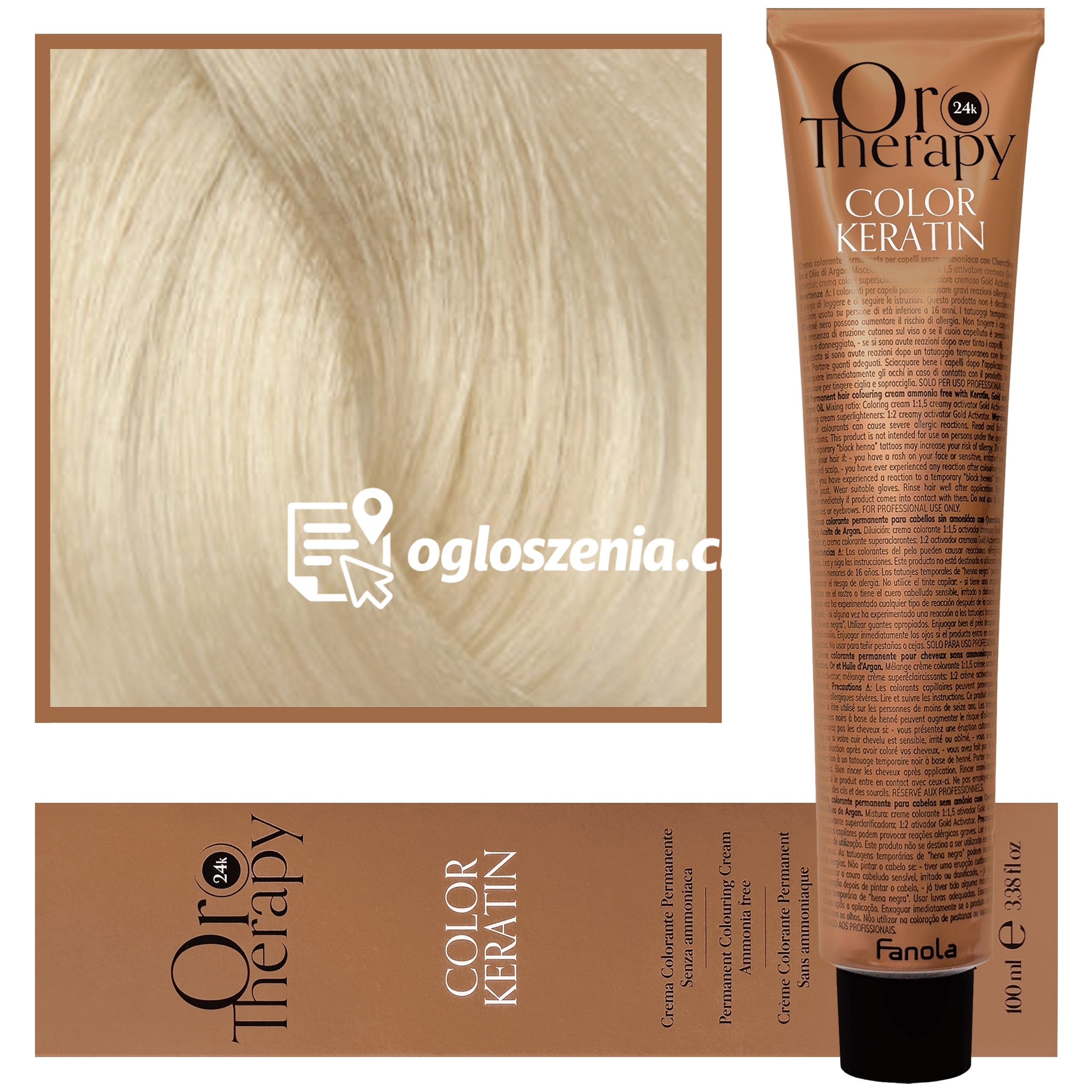 Zdjęcie produktu Fanola Oro Therapy - farba do wlosów bez amoniaku, pelna paleta kolorów 10,0 Extra | Blond Platynowy Extra