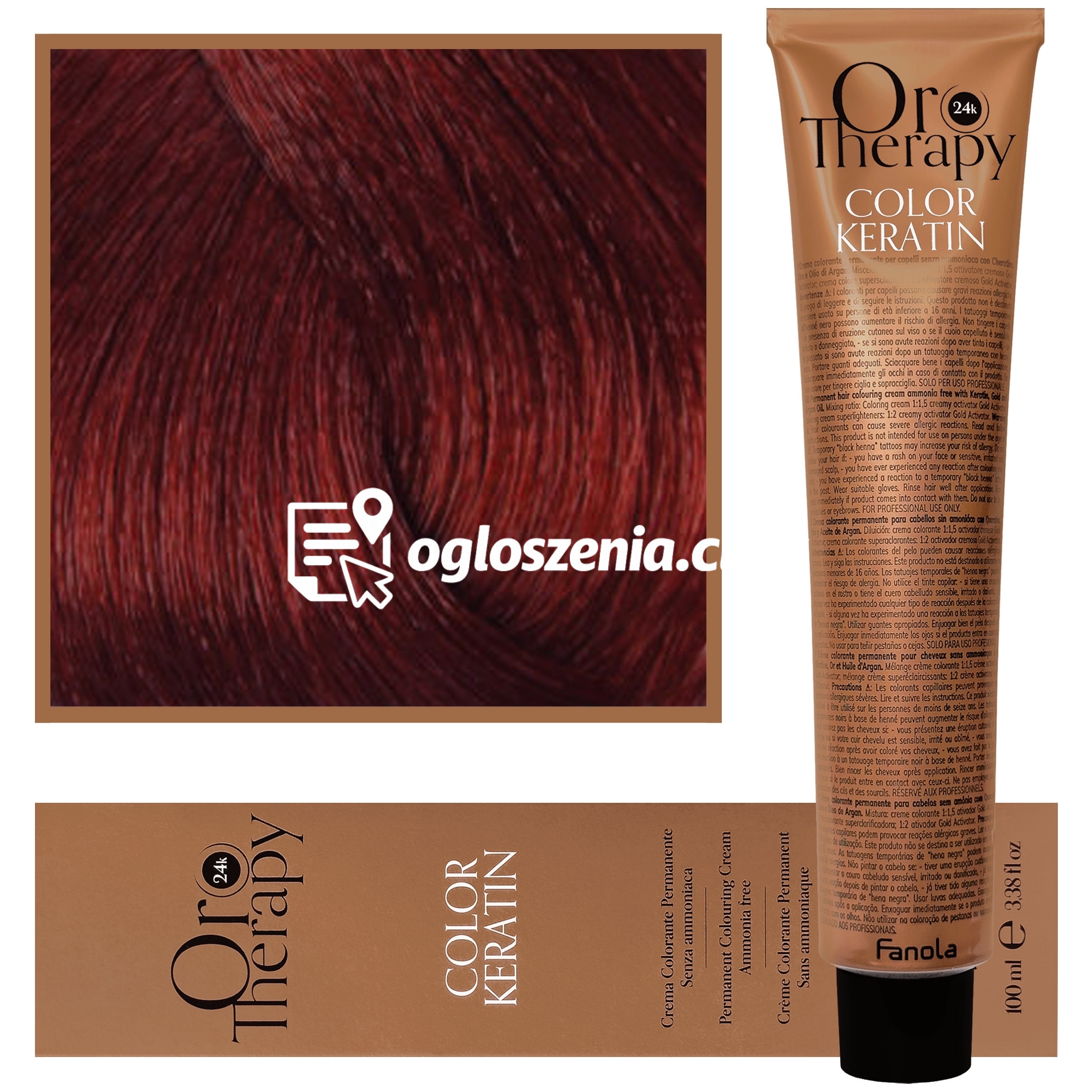Zdjęcie produktu Fanola Oro Therapy - farba do wlosów bez amoniaku, pelna paleta kolorów 6,606 | Ciemny Cieply Czerwony Blond