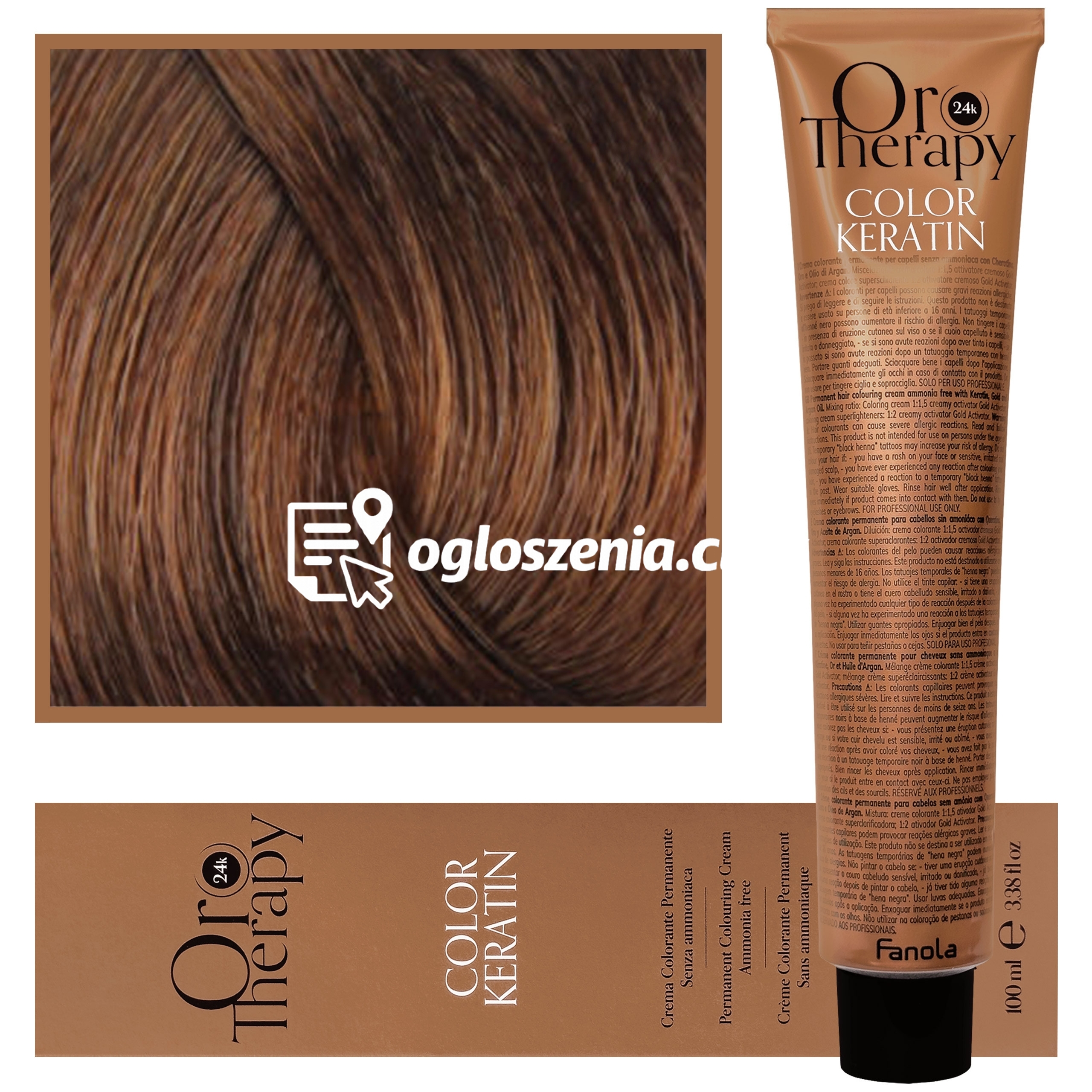 Zdjęcie produktu Fanola Oro Therapy - farba do wlosów bez amoniaku, pelna paleta kolorów 7,34 | Zloty Miedziany Blond