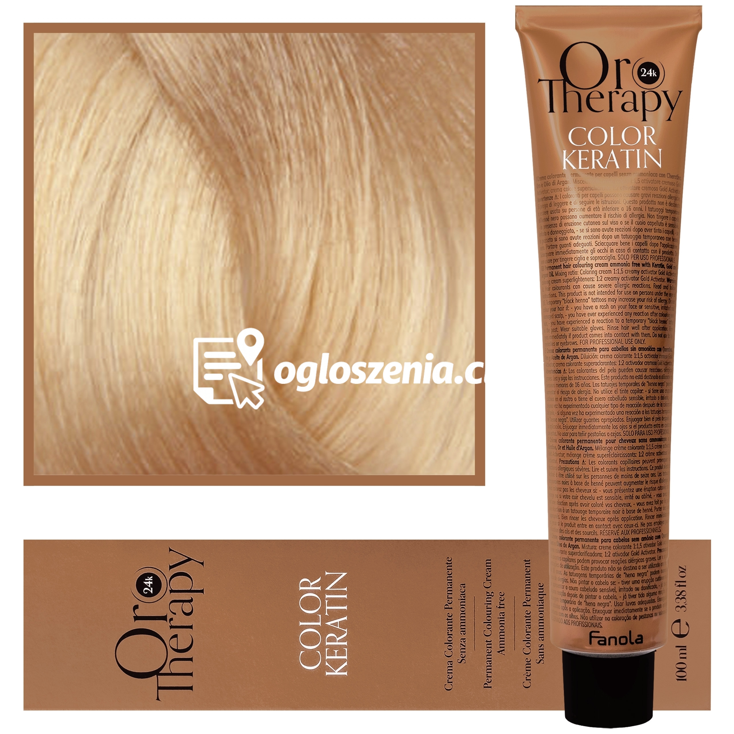 Zdjęcie produktu Fanola Oro Therapy - farba do wlosów bez amoniaku, pelna paleta kolorów 10,3 | Blond Platynowy Zloty