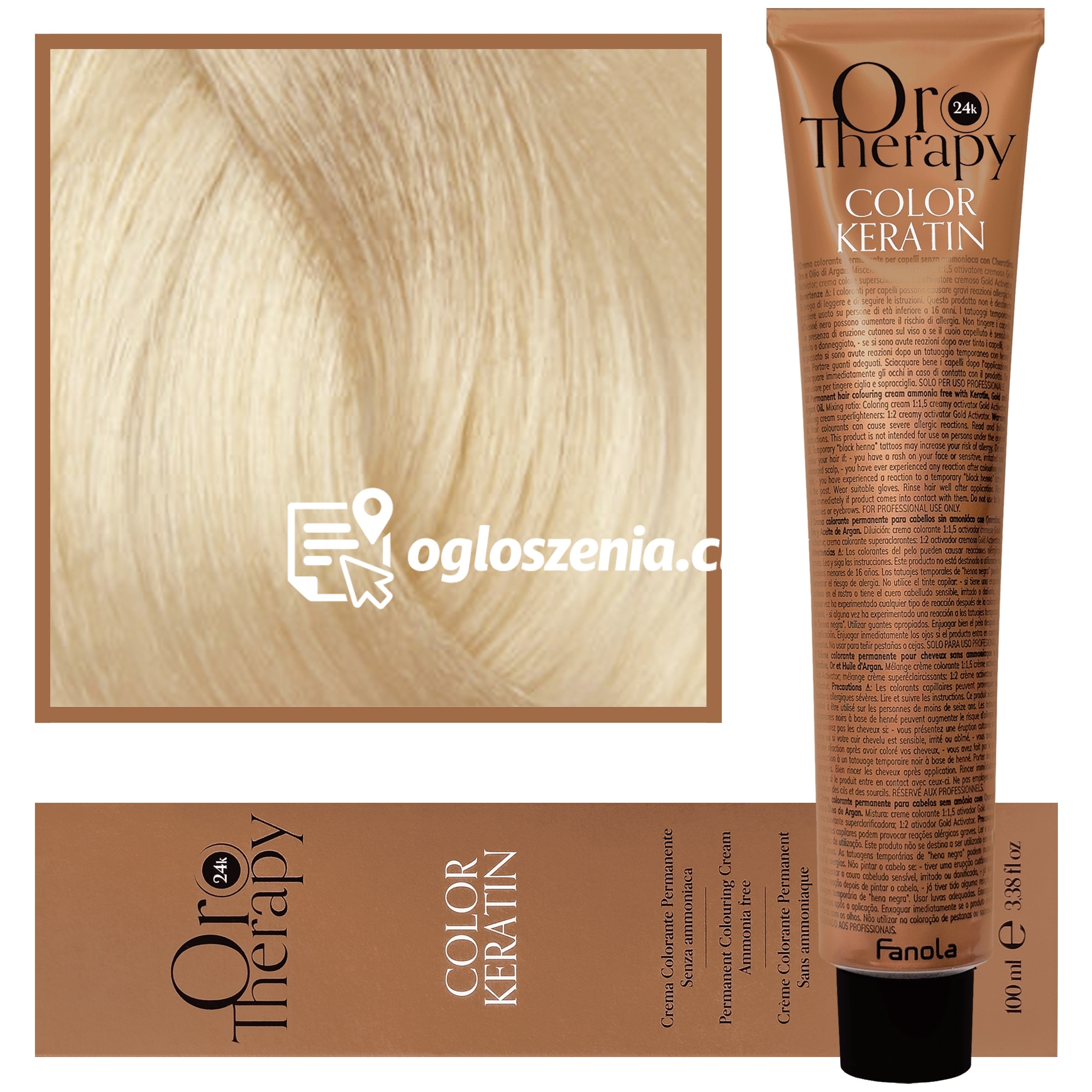 Zdjęcie produktu Fanola Oro Therapy - farba do wlosów bez amoniaku, pelna paleta kolorów 11,0 | Superjasny Blond Platynowy