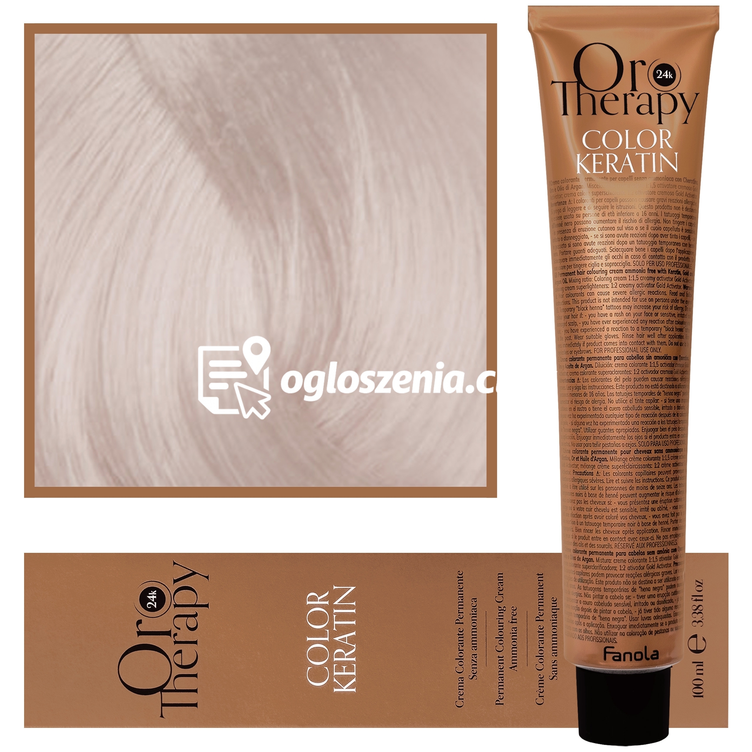 Zdjęcie produktu Fanola Oro Therapy - farba do wlosów bez amoniaku, pelna paleta kolorów 11,7 | Superjasny Blond Platynowy