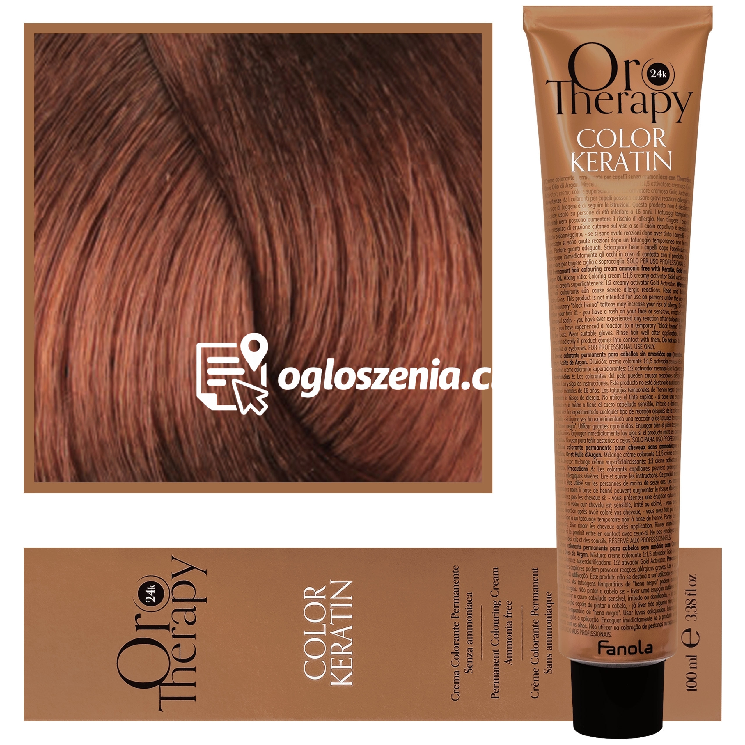 Zdjęcie produktu Fanola Oro Therapy - farba do wlosów bez amoniaku, pelna paleta kolorów 7,4 | Miedziany Blond