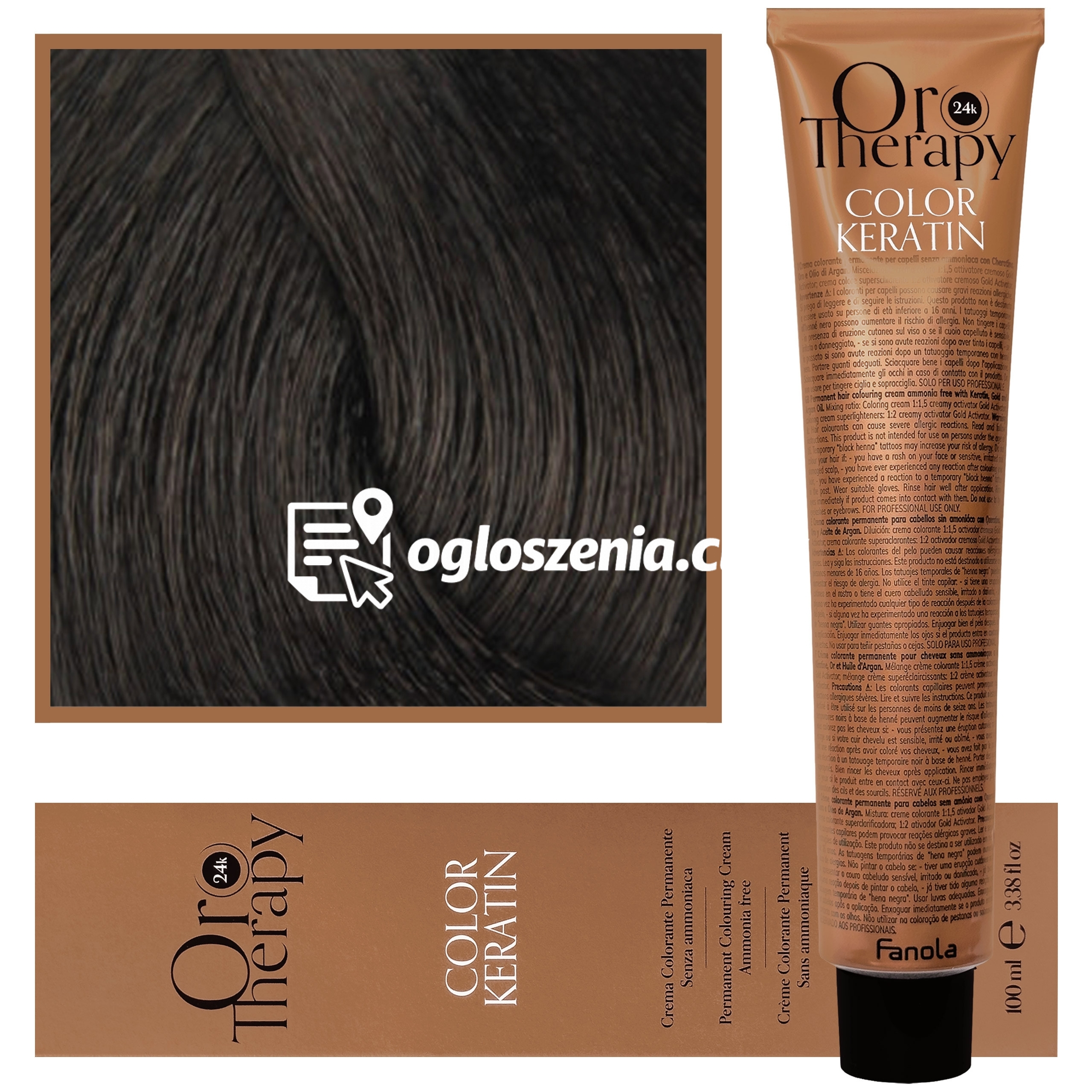 Zdjęcie produktu Fanola Oro Therapy - farba do wlosów bez amoniaku, pelna paleta kolorów 3,0 | Ciemny Kasztan