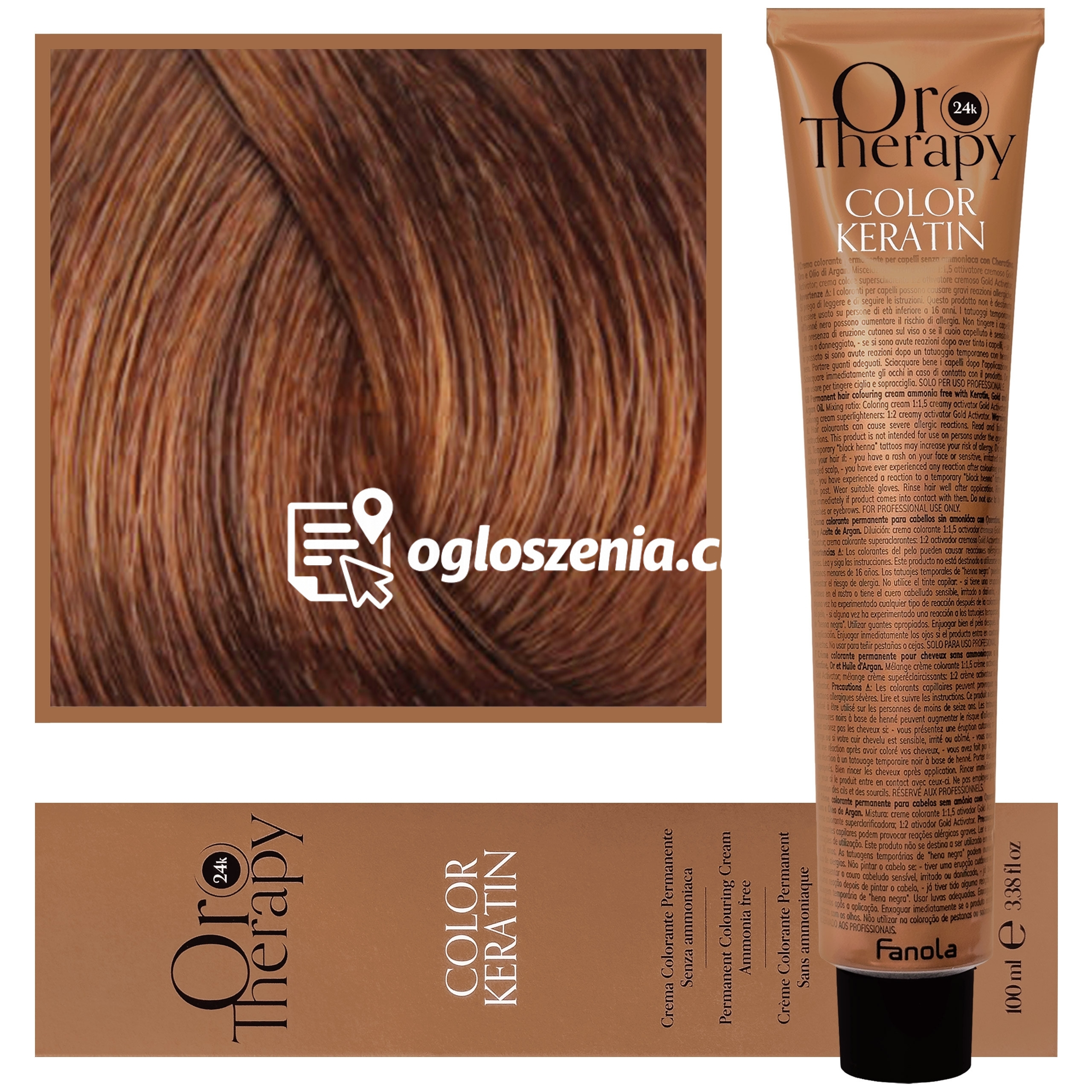 Zdjęcie produktu Fanola Oro Therapy - farba do wlosów bez amoniaku, pelna paleta kolorów 8,34 | Jasny Zloty Miedziany Blond