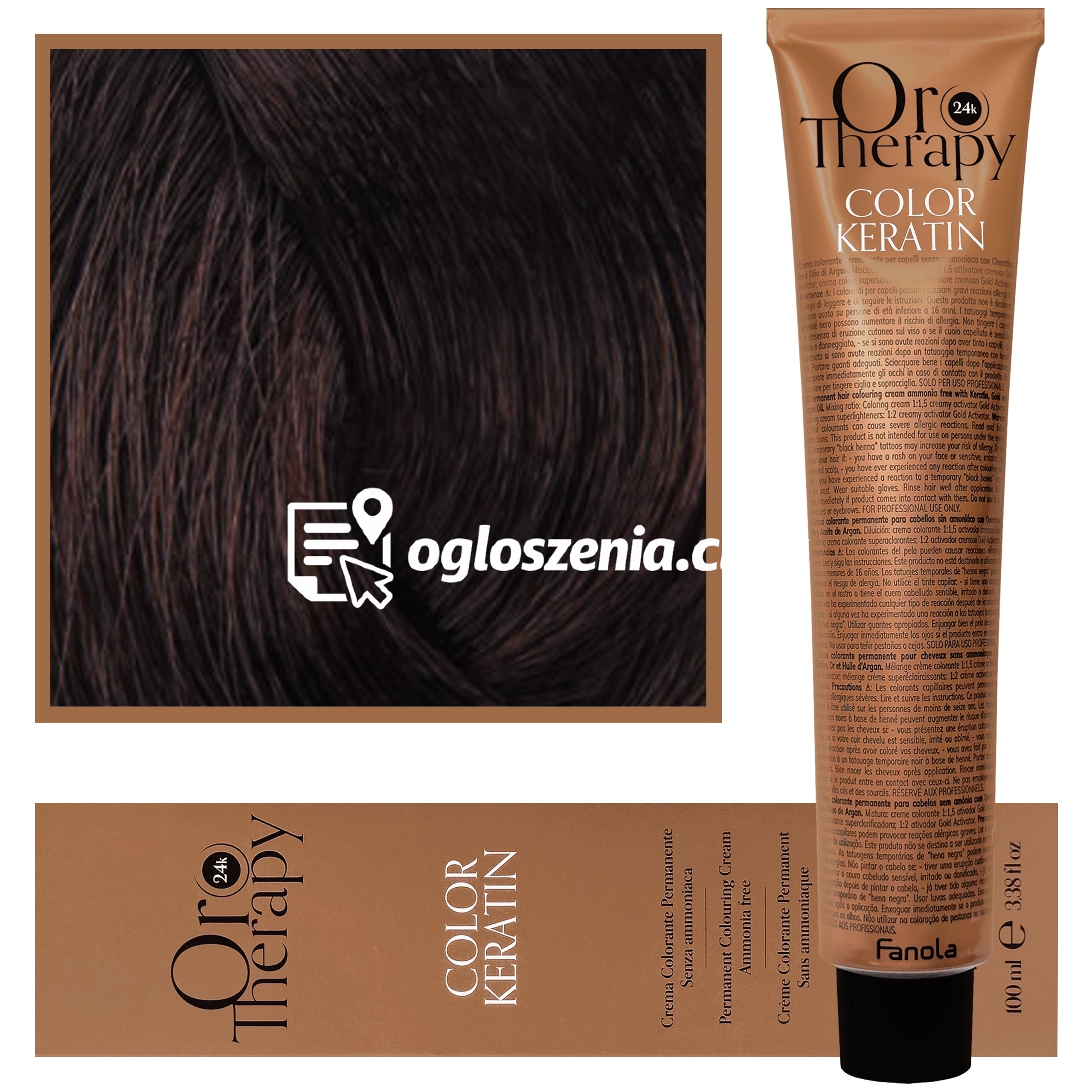 Zdjęcie produktu Fanola Oro Therapy - farba do wlosów bez amoniaku, pelna paleta kolorów 5,14 | Bardzo Gorzka Czekolada