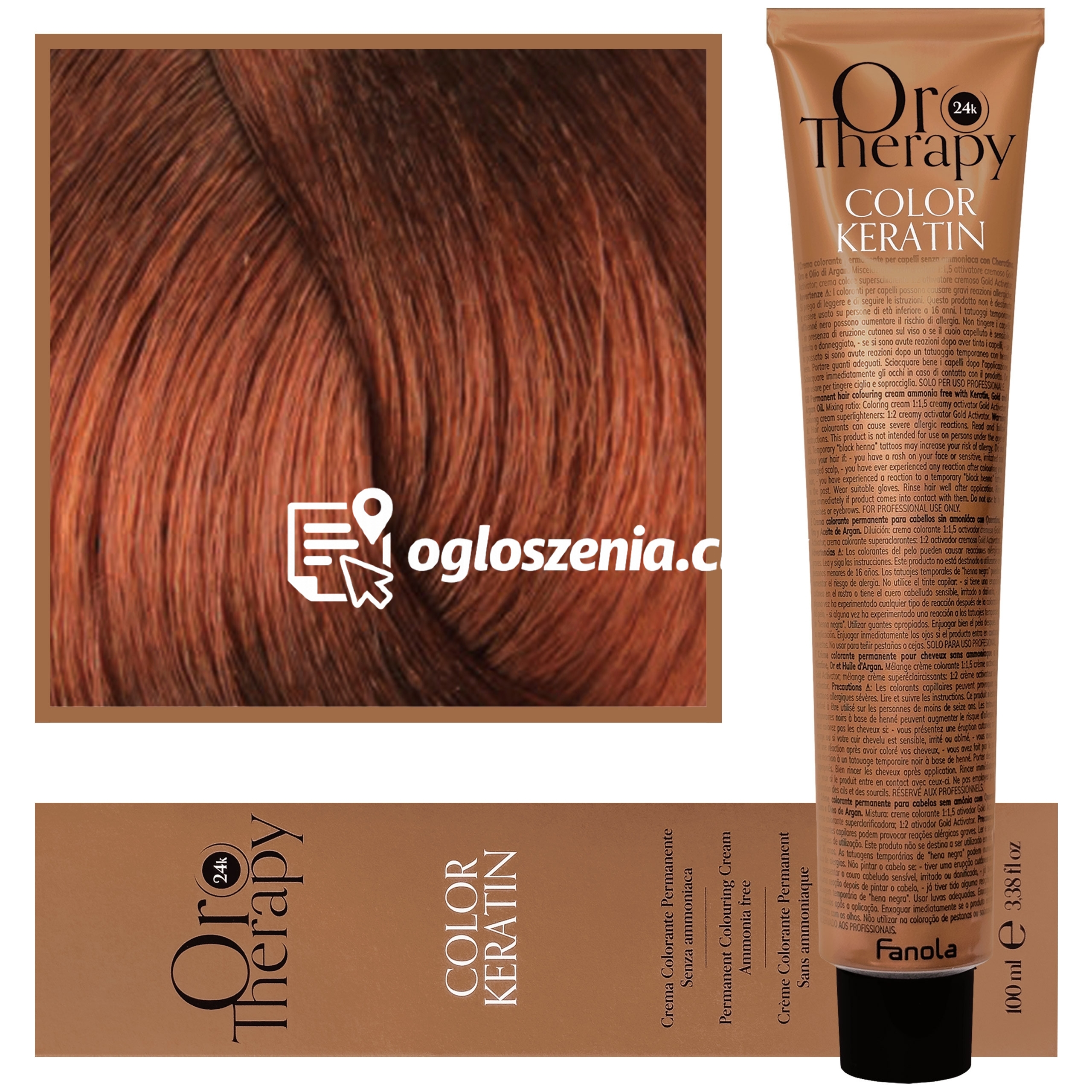 Zdjęcie produktu Fanola Oro Therapy - farba do wlosów bez amoniaku, pelna paleta kolorów 8,4 | Jasny Miedziany Blond