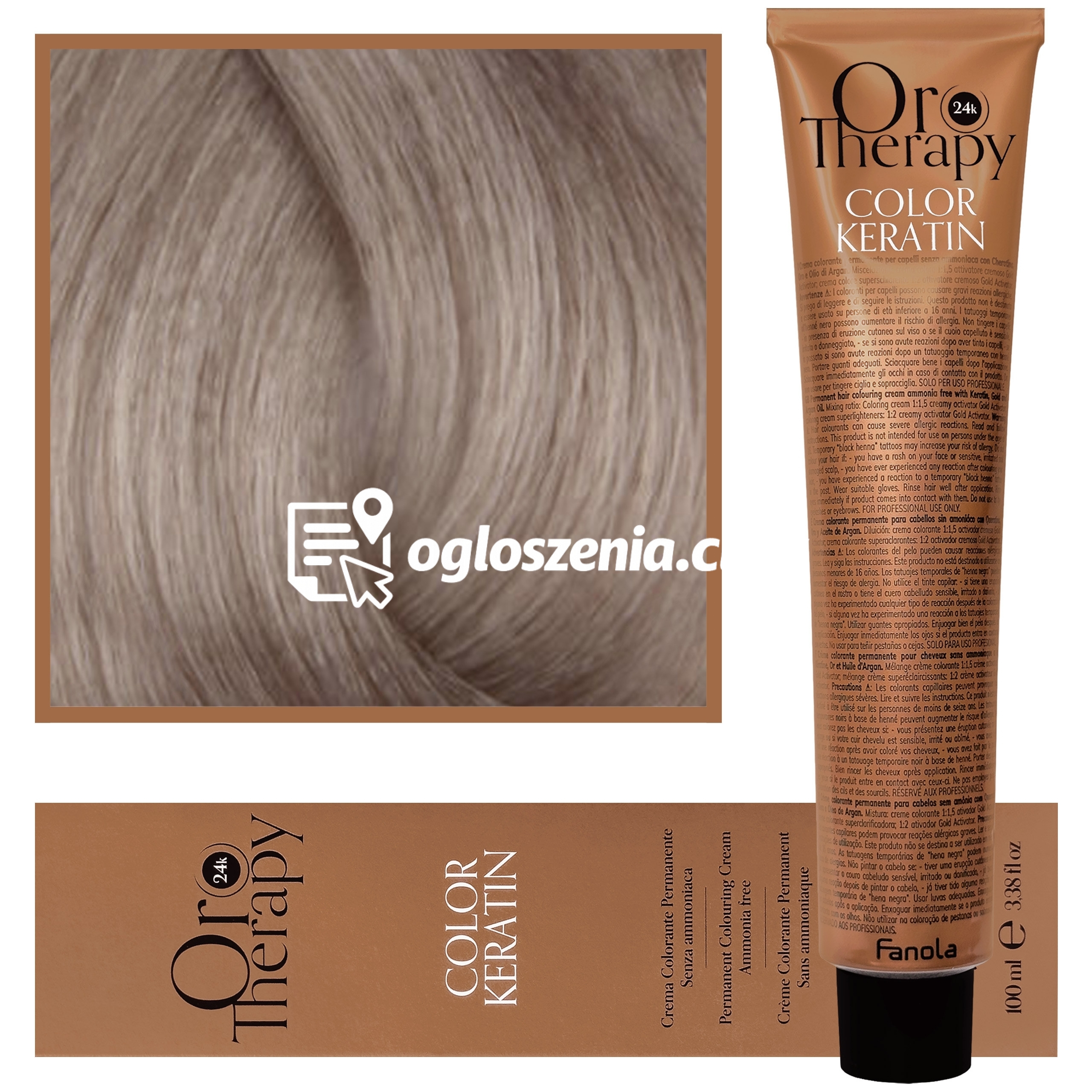 Zdjęcie produktu Fanola Oro Therapy - farba do wlosów bez amoniaku, pelna paleta kolorów 9,1 | Bardzo Jasny Popielaty Blond