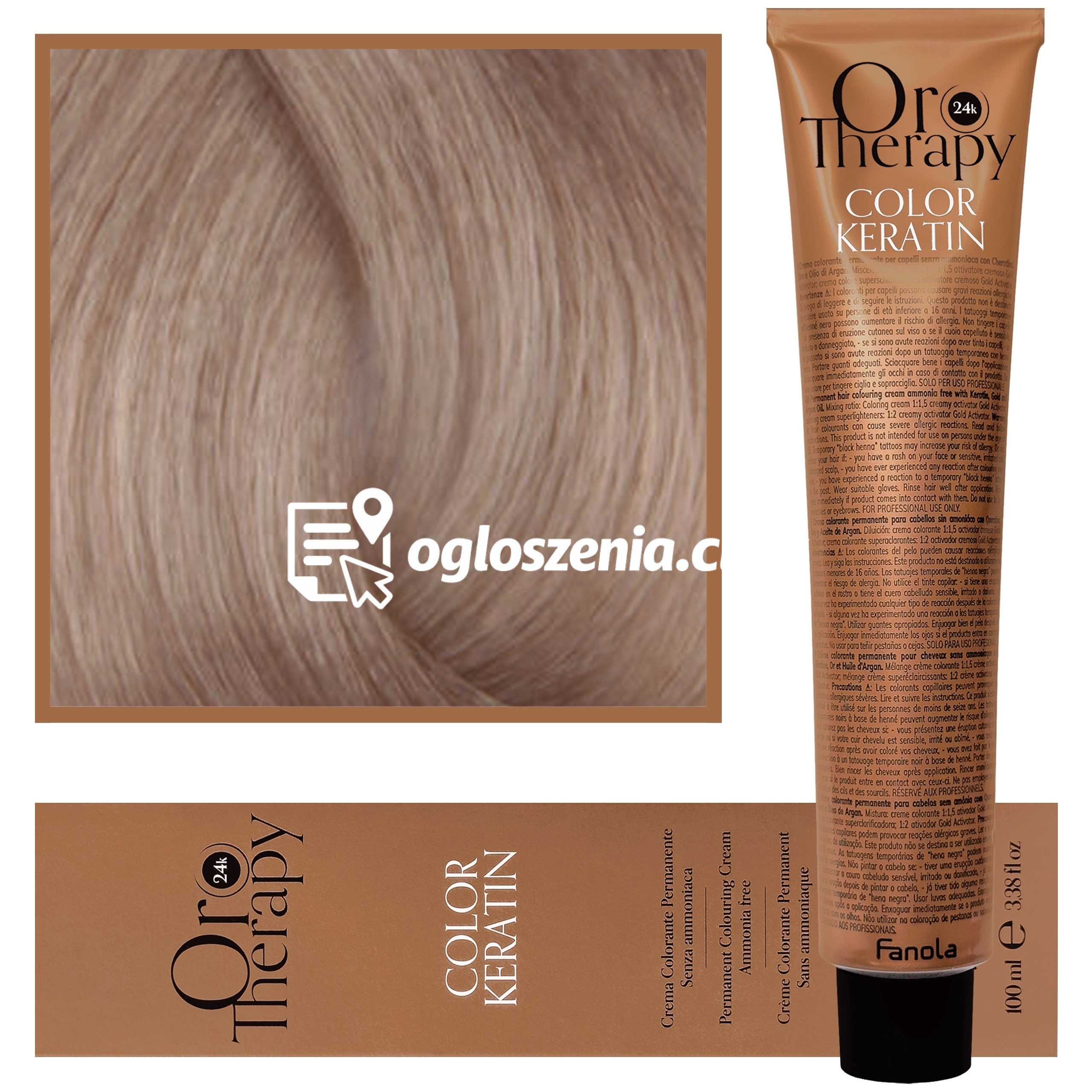 Zdjęcie produktu Fanola Oro Therapy - farba do wlosów bez amoniaku, pelna paleta kolorów 9,13 | Bardzo Jasny Bezowy Blond