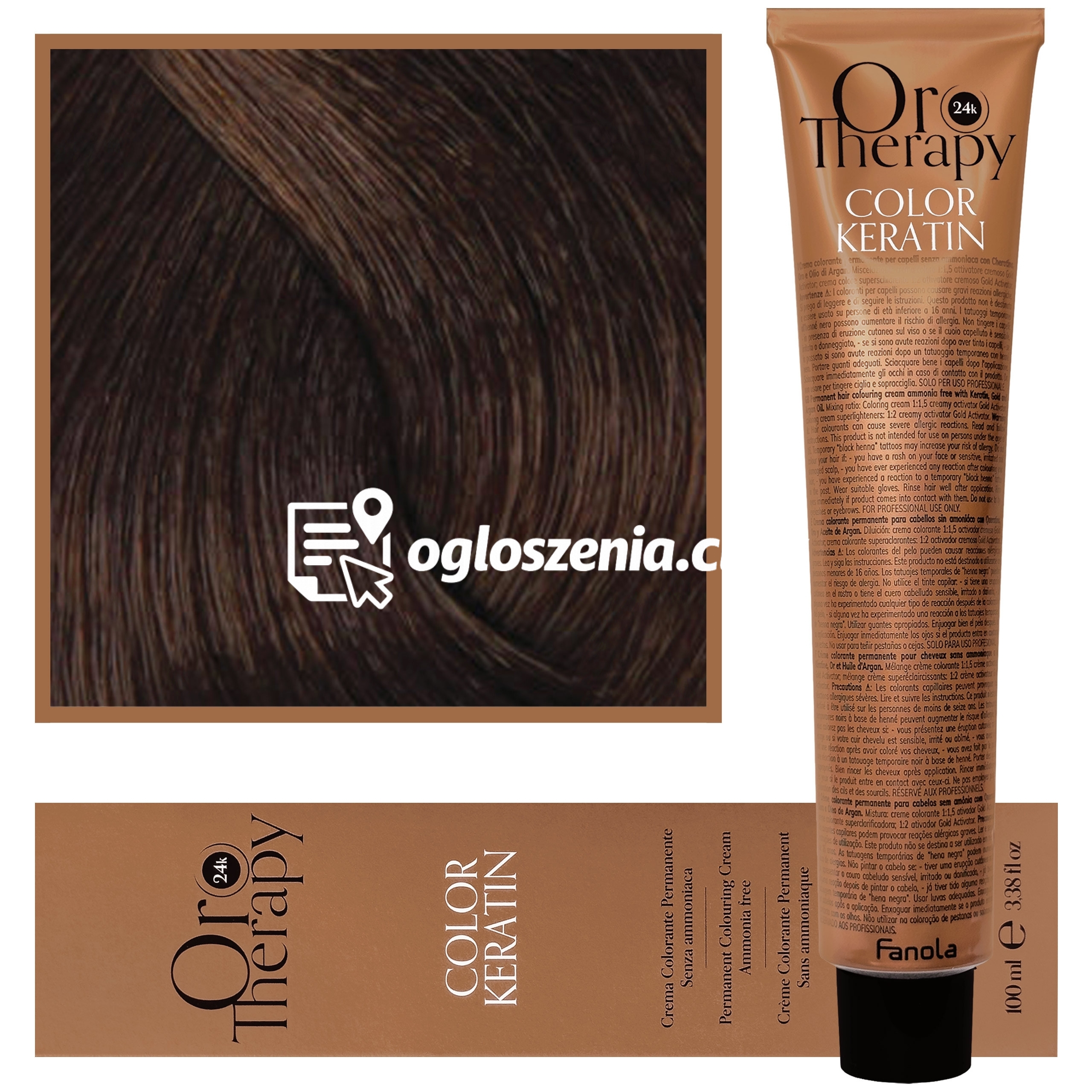 Zdjęcie produktu Fanola Oro Therapy - farba do wlosów bez amoniaku, pelna paleta kolorów 6,14 | Gorzka Czekolada