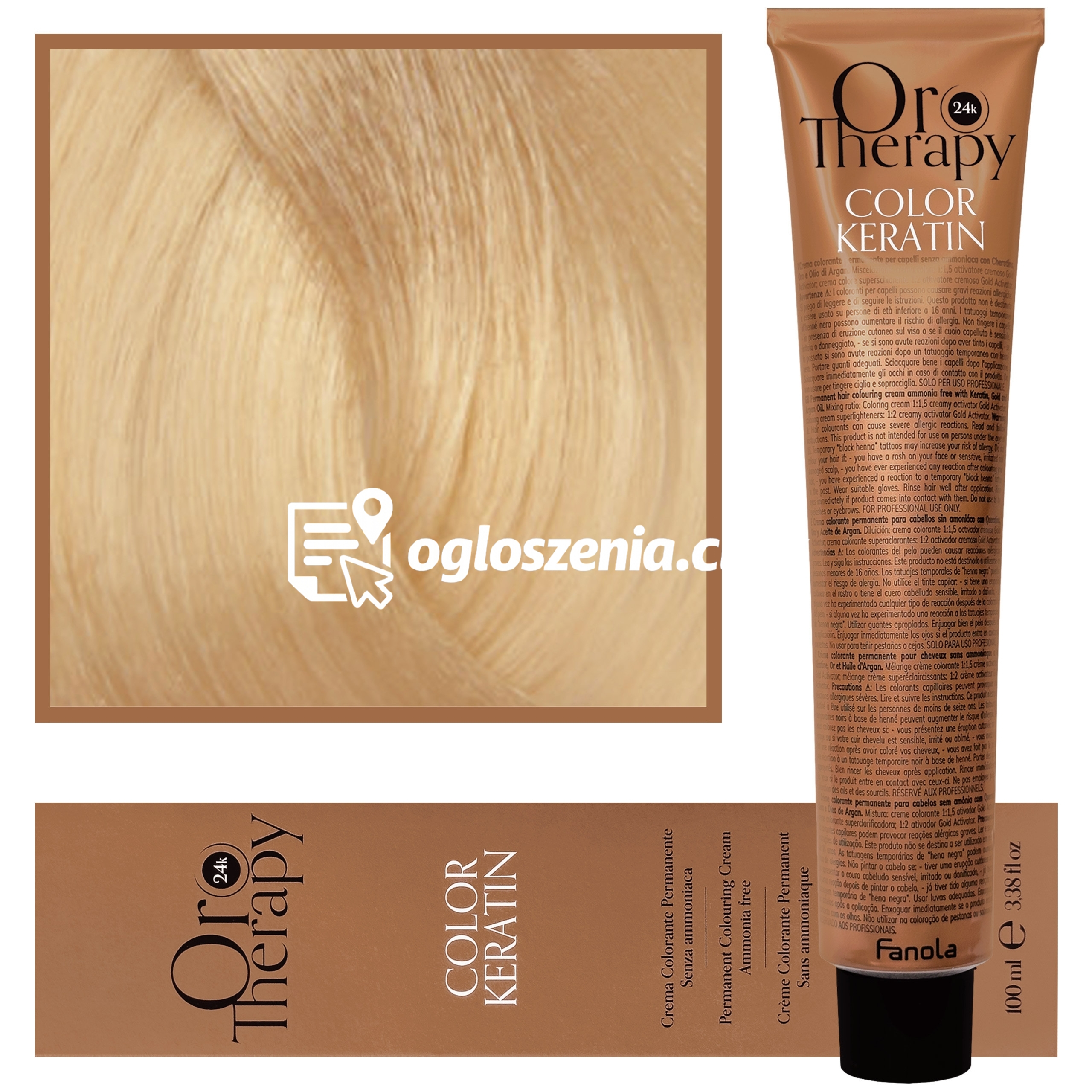 Zdjęcie produktu Fanola Oro Therapy - farba do wlosów bez amoniaku, pelna paleta kolorów 10,3 Extra | Blond Platynowy Zloty