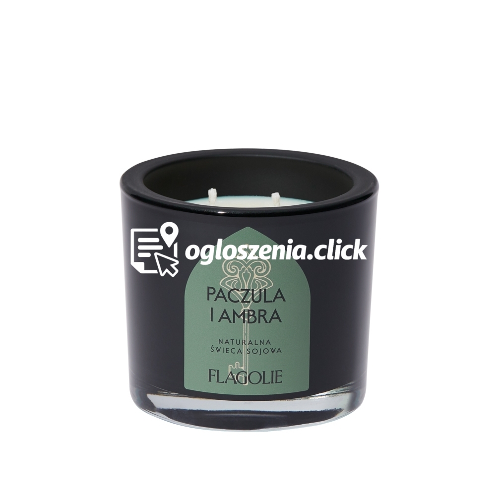 Zdjęcie produktu Flagolie PACZULA I AMBRA Sojowa swieca zapachowa w czarnym szkle