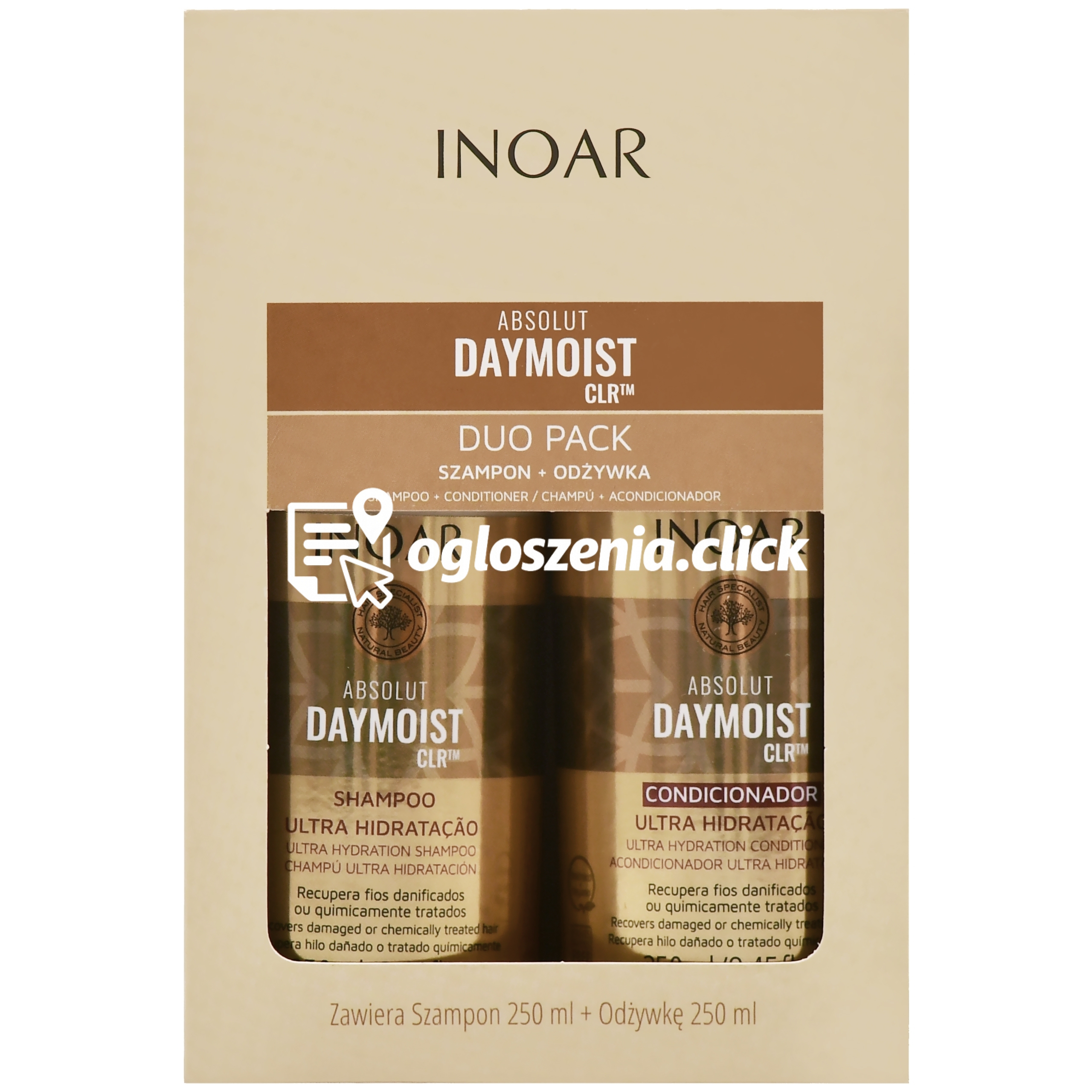 Zdjęcie produktu Inoar Absolut Daymoist CLR Duo Pack – intensywna regeneracja i nawilzenie wlosów, 2x250 ml